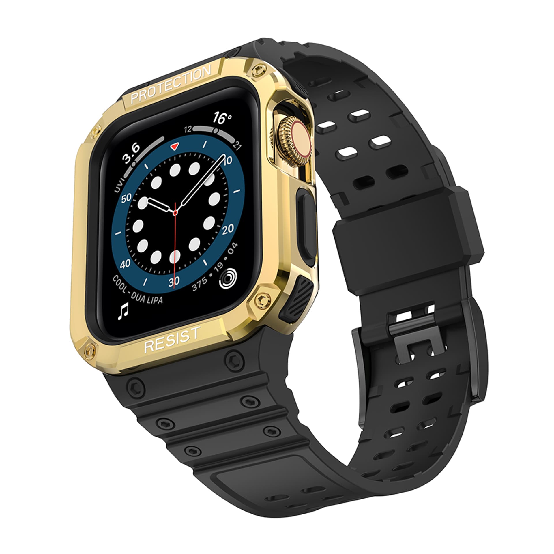 

Protect Strap Band opaska z etui do Apple Watch 7 / 6 / 5 / 4 / 3 / 2 / SE (41 / 40 / 38mm) obudowa pancerny pokrowiec na zegarek czarny, 41 / 40 / 38mm) obudowa pancerny pokrowiec na zegarek czarn