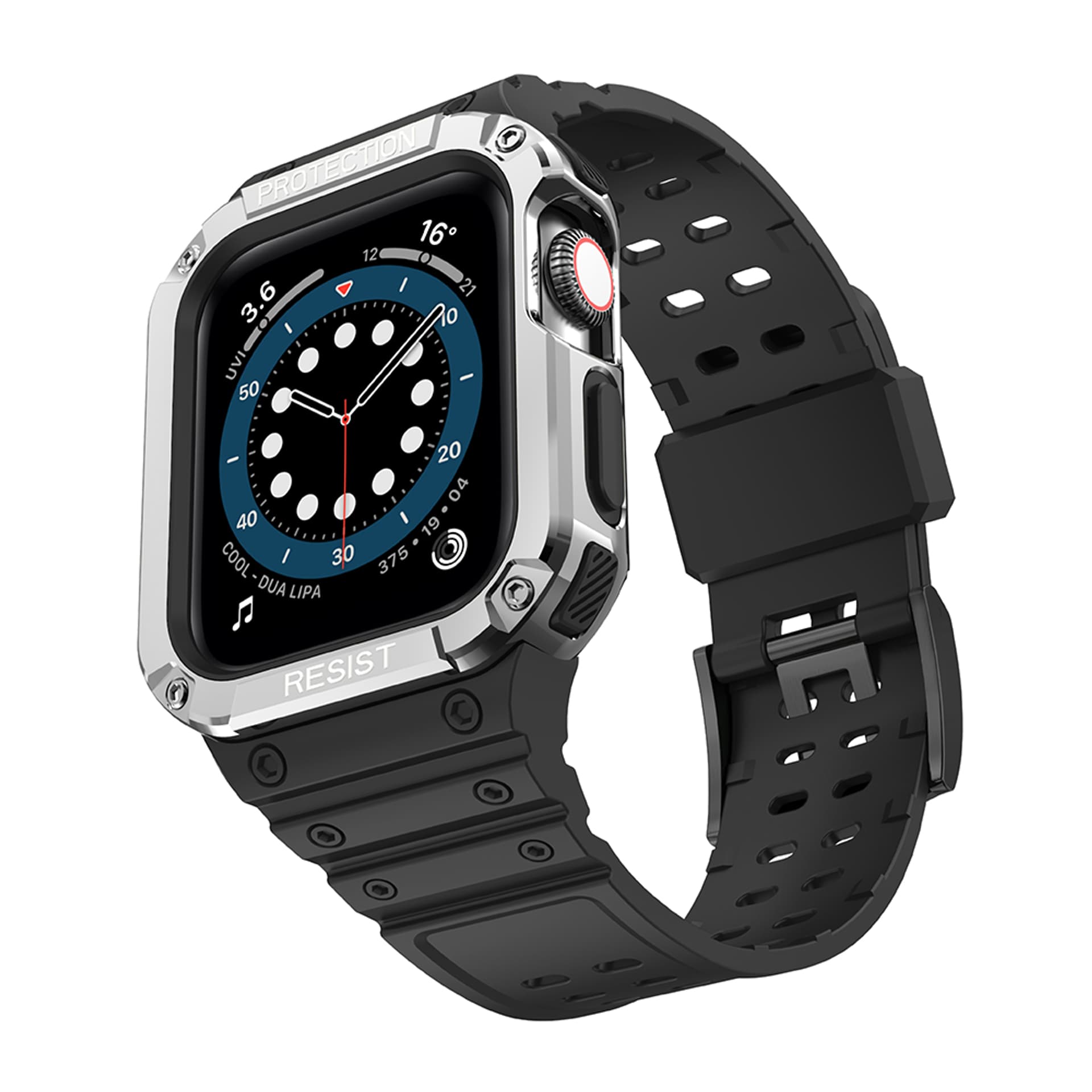 

Protect Strap Band opaska z etui do Apple Watch 7 / 6 / 5 / 4 / 3 / 2 / SE (45 / 44 / 42mm) obudowa pancerny pokrowiec na zegarek czarny, 45 / 44 / 42mm) obudowa pancerny pokrowiec na zegarek czarn