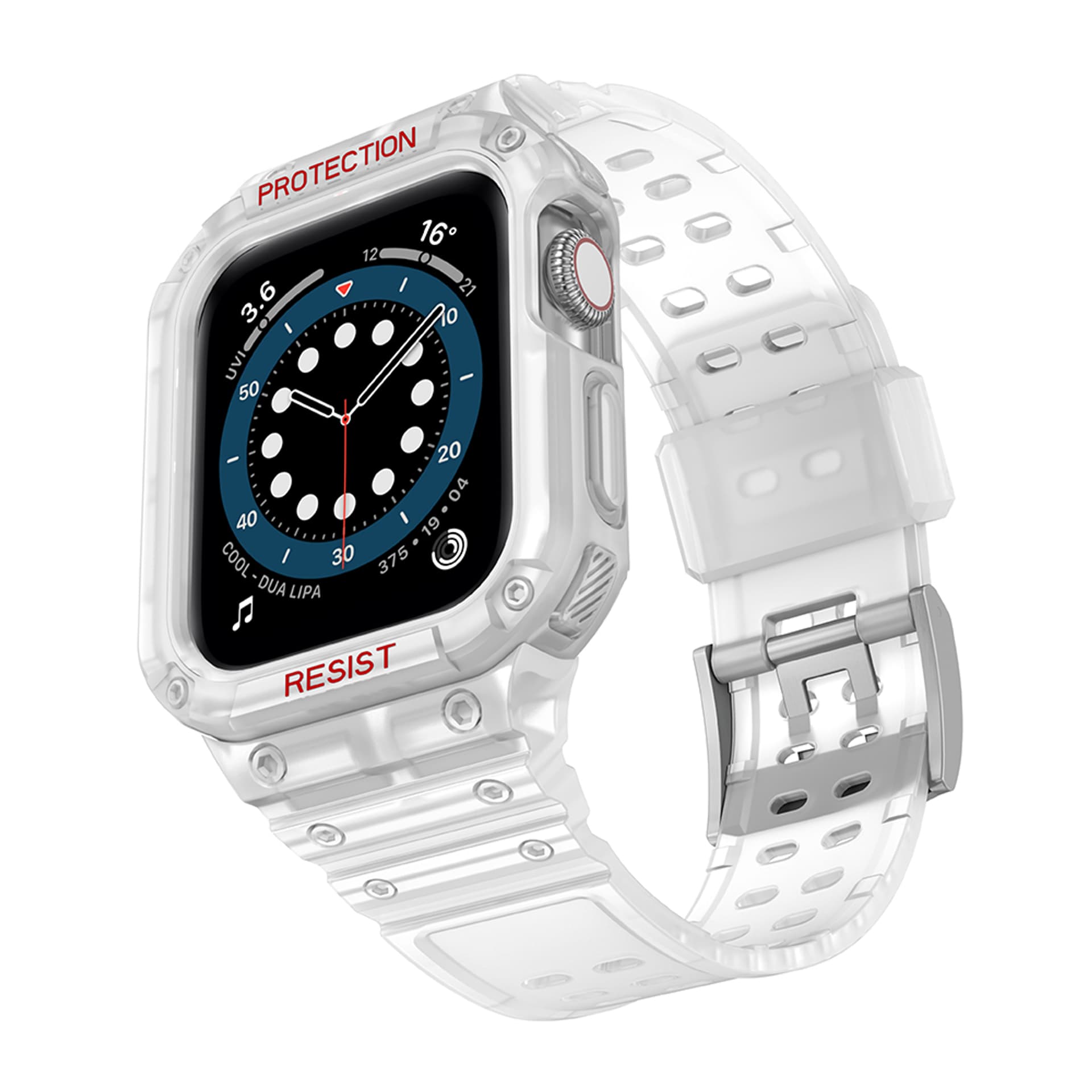 

Protect Strap Band opaska z etui do Apple Watch 7 / 6 / 5 / 4 / 3 / 2 / SE (41 / 40 / 38mm) obudowa pancerny pokrowiec na zegarek biały, 41 / 40 / 38mm) obudowa pancerny pokrowiec na zegarek biał