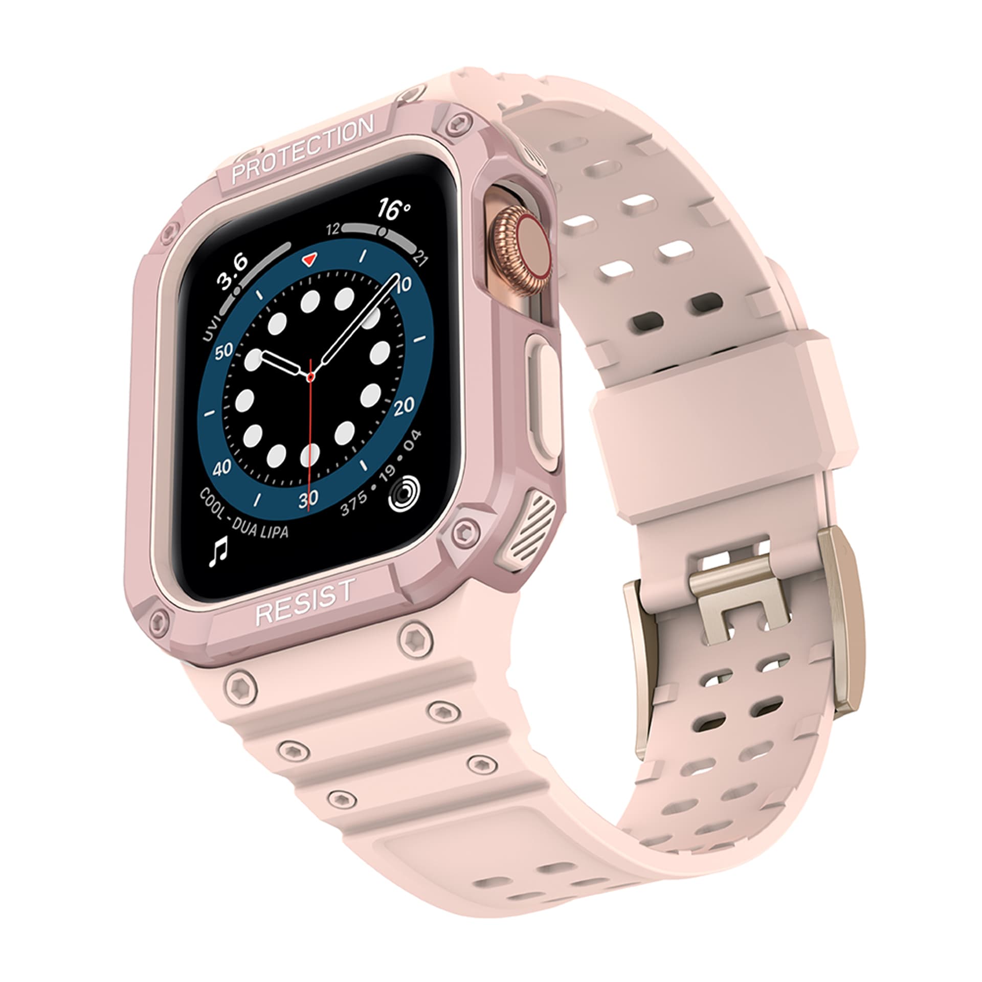 

Protect Strap Band opaska z etui do Apple Watch 7 / 6 / 5 / 4 / 3 / 2 / SE (41 / 40 / 38mm) obudowa pancerny pokrowiec na zegarek różowy, 41 / 40 / 38mm) obudowa pancerny pokrowiec na zegarek różow