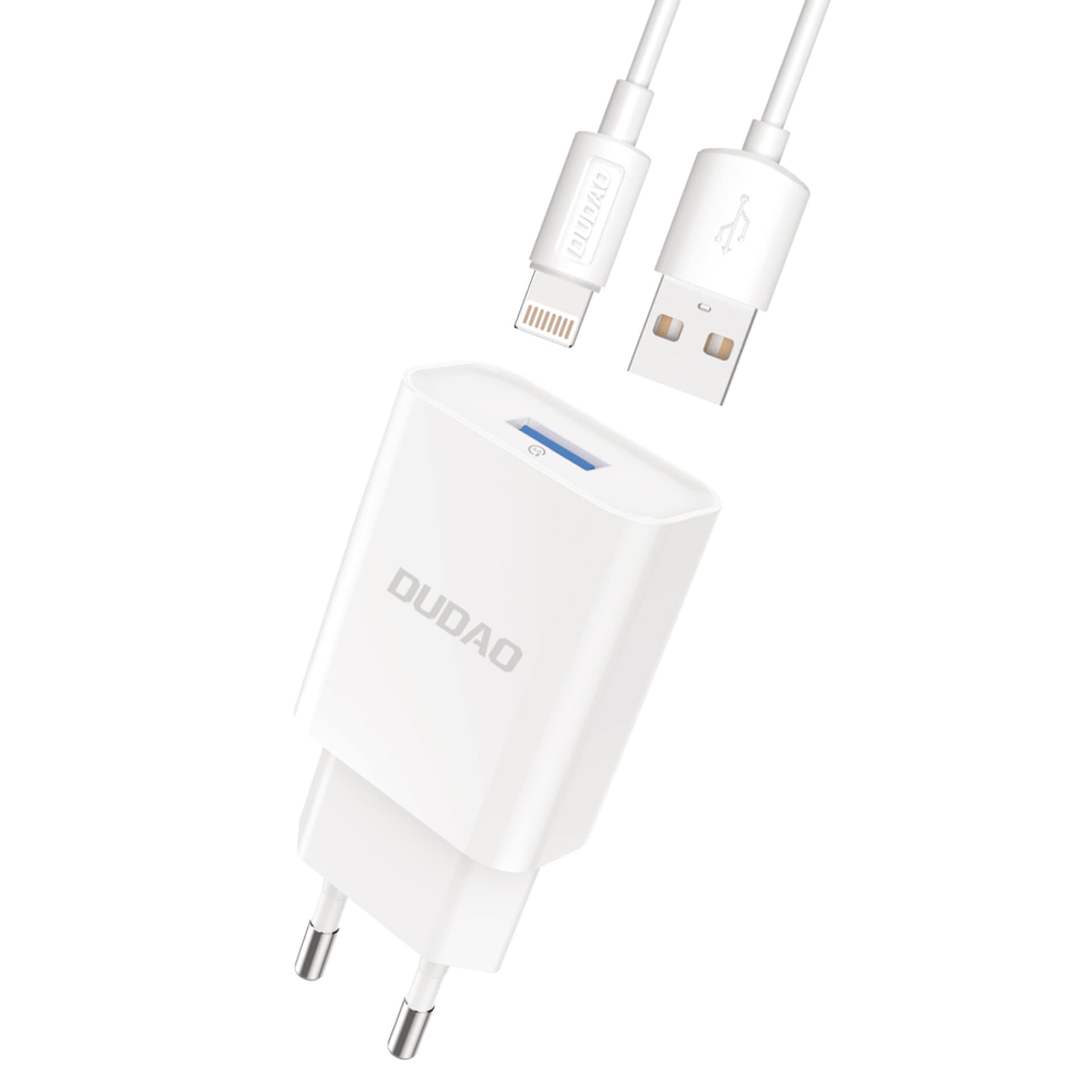 

Dudao ładowarka sieciowa USB QC3.0 12W biały + kabel Lightning 1m (A3EU)
