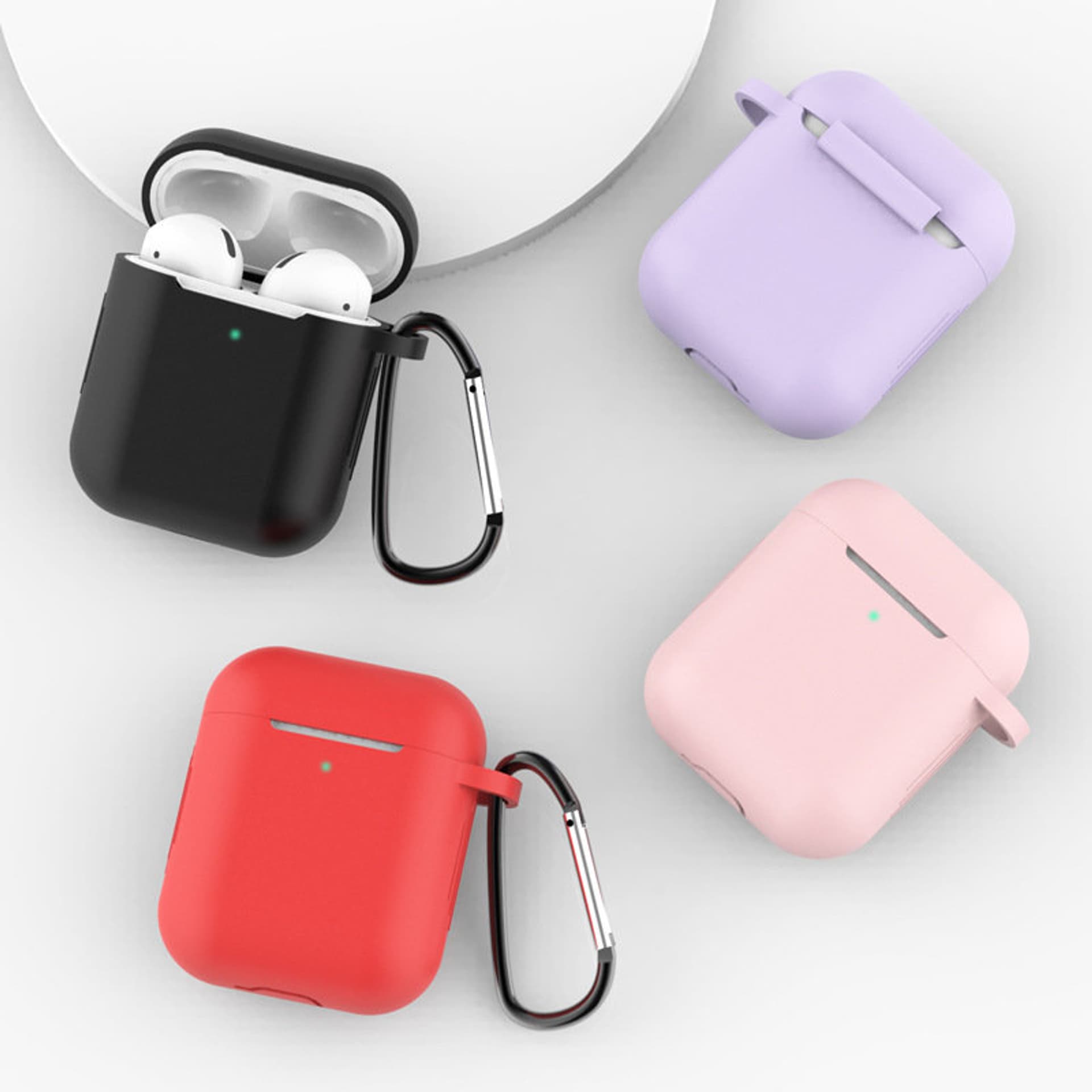 

Etui do AirPods Pro silikonowy miękki pokrowiec na słuchawki + brelok karabińczyk zawieszka czerwony (case D)