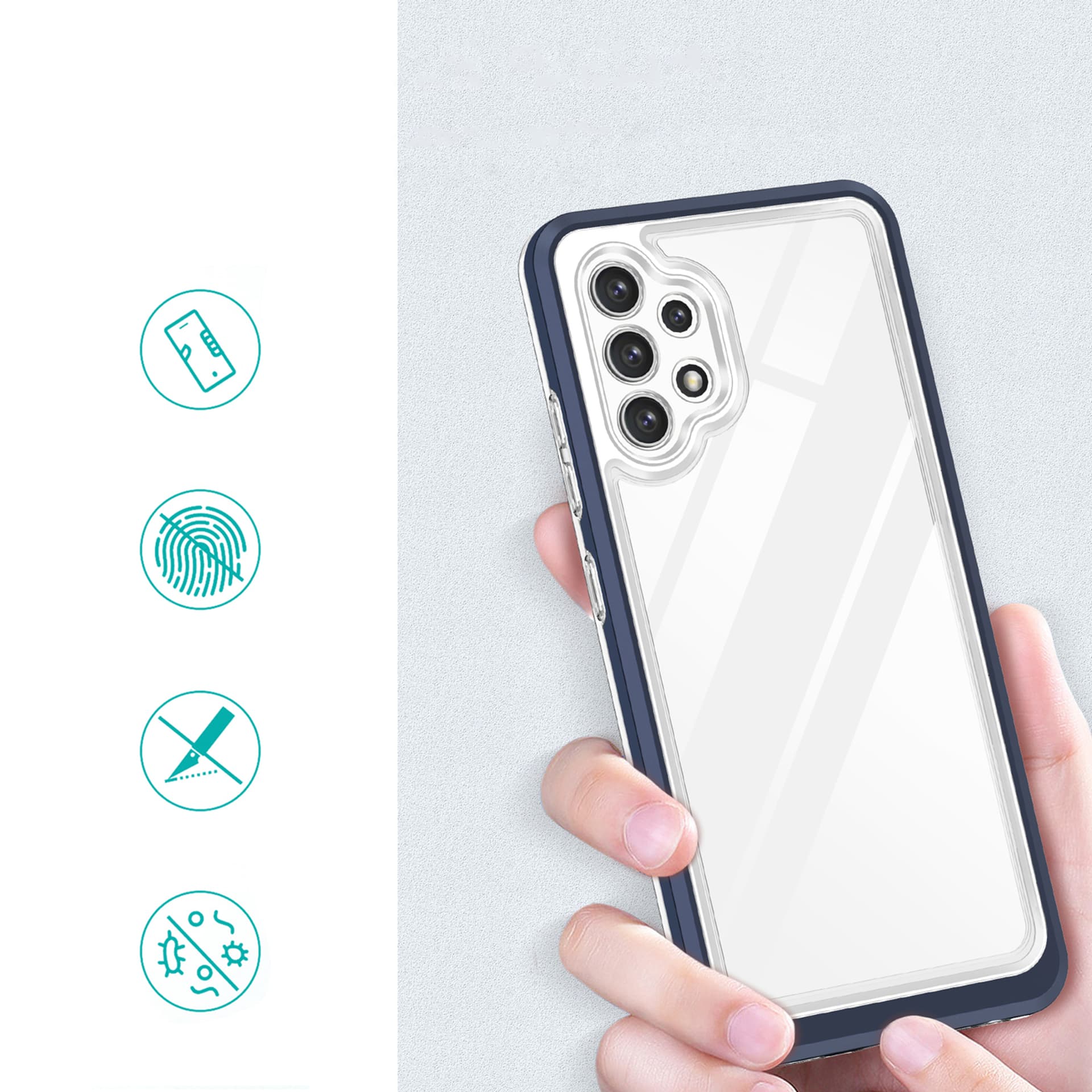 

Clear 3in1 etui do Samsung Galaxy A32 4G żelowy pokrowiec z ramką niebieski