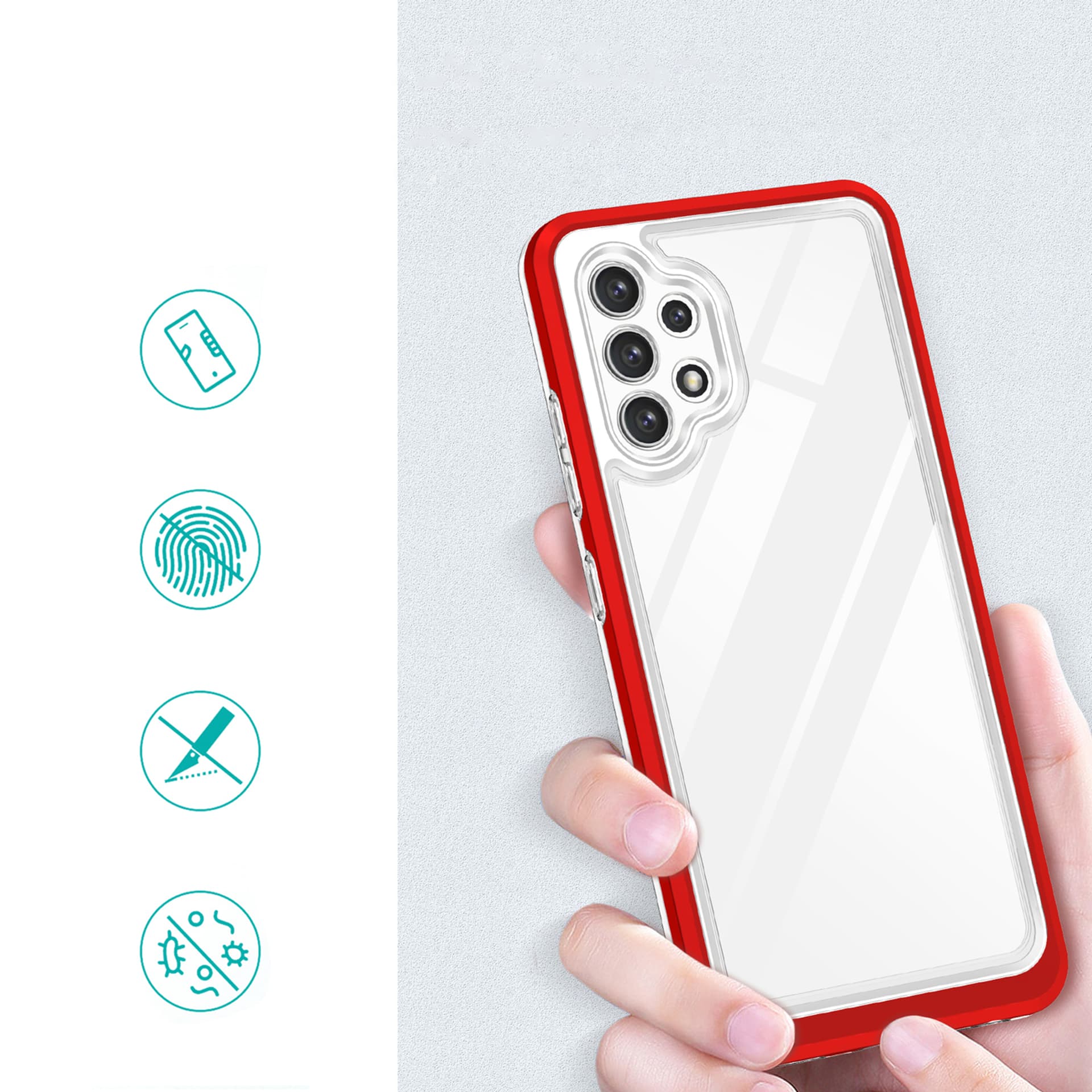 

Clear 3in1 etui do Samsung Galaxy A32 4G żelowy pokrowiec z ramką czerwony
