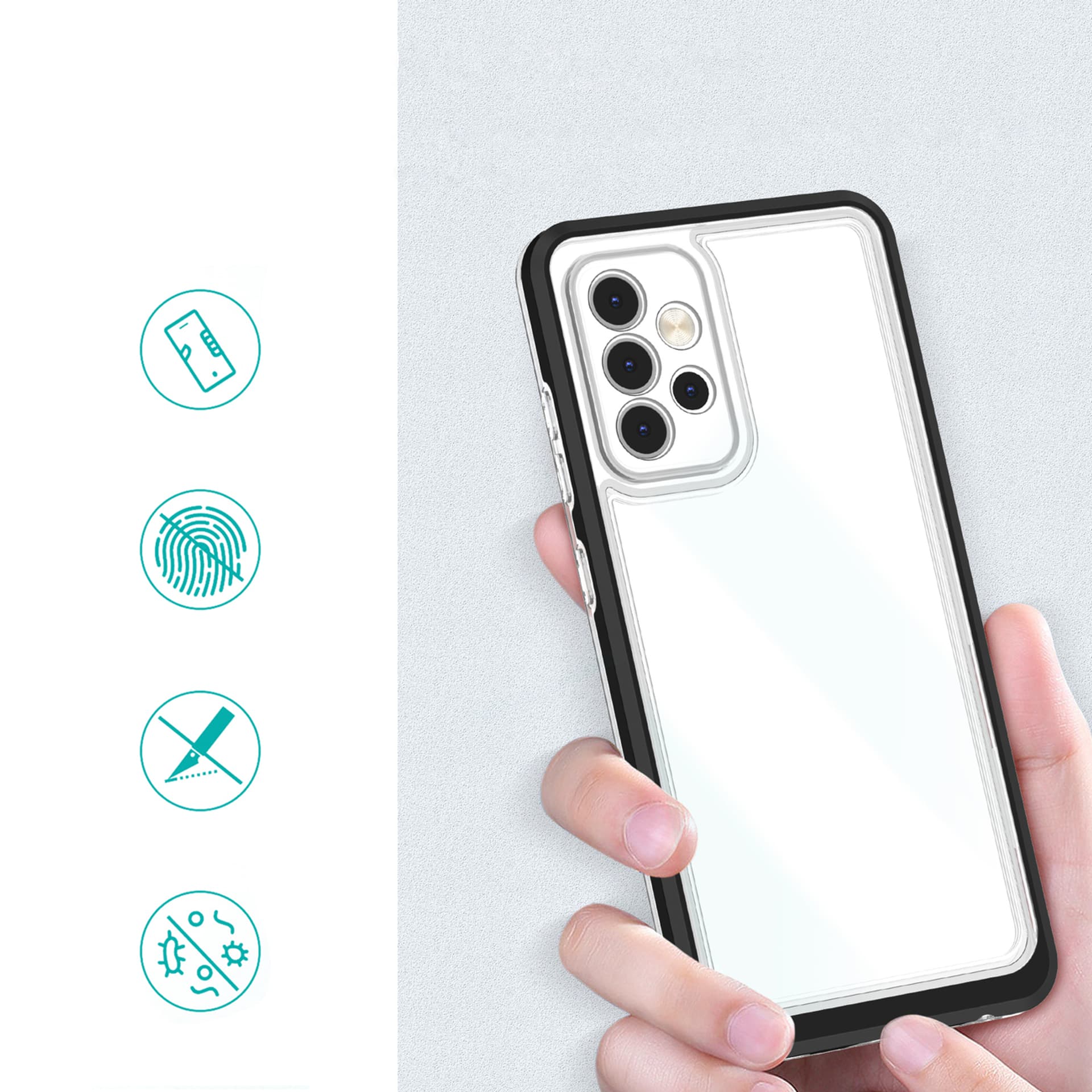 

Clear 3in1 etui do Samsung Galaxy A52s 5G / A52 5G / A52 4G żelowy pokrowiec z ramką czarny