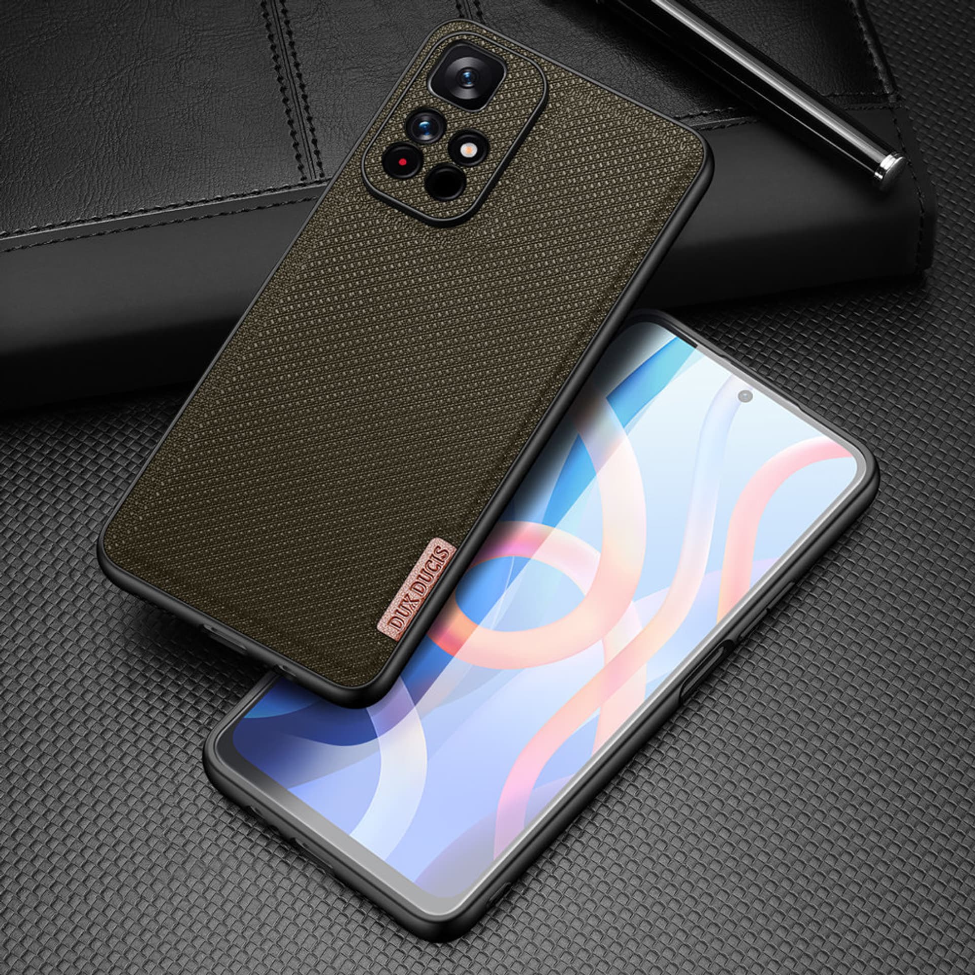

Dux Ducis Fino etui pokrowiec pokryty nylonowym materiałem Poco M4 Pro 5G zielony