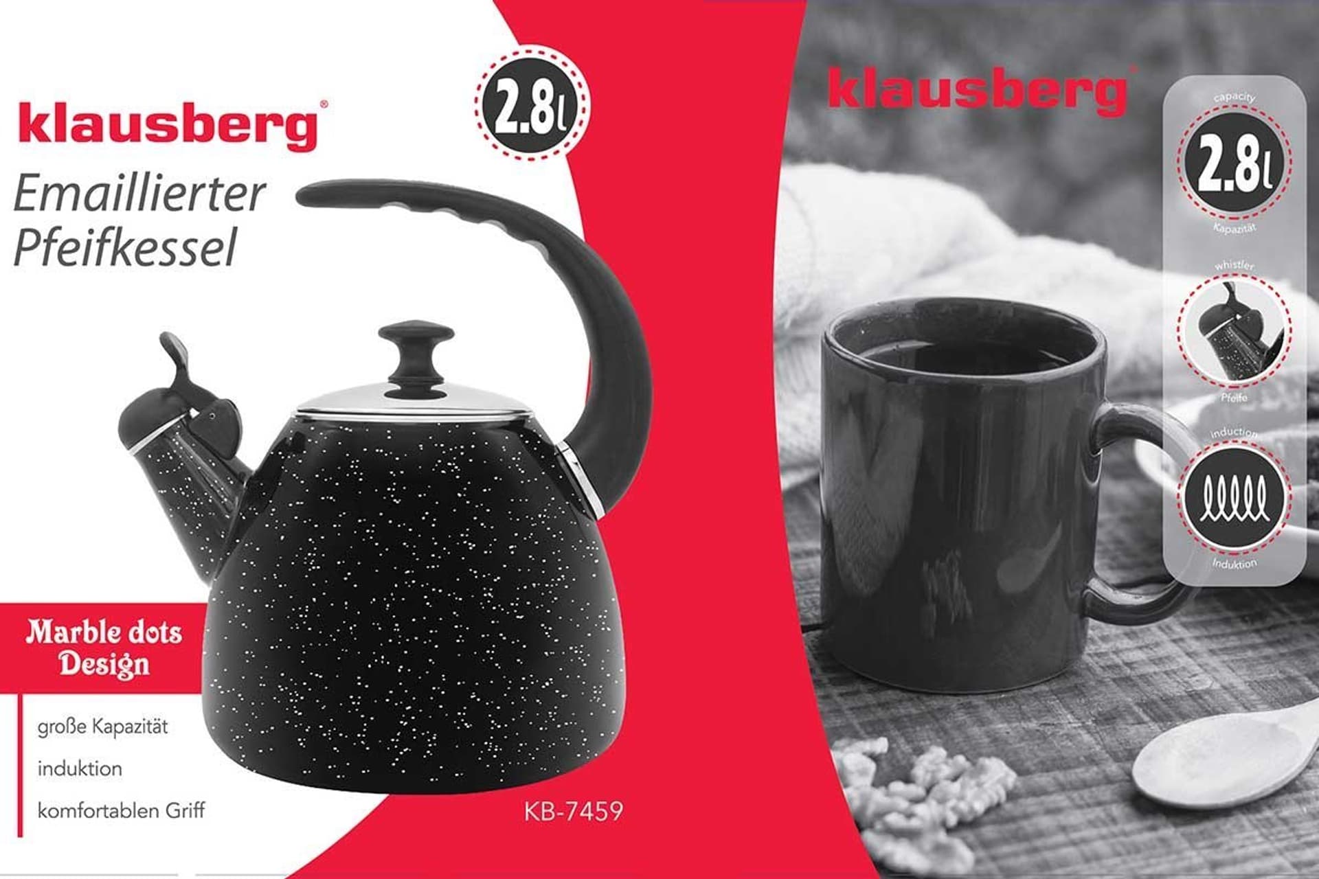

CZAJNIK EMALIOWANY Z GWIZDKIEM 2,8L KLAUSBERG KB-7459
