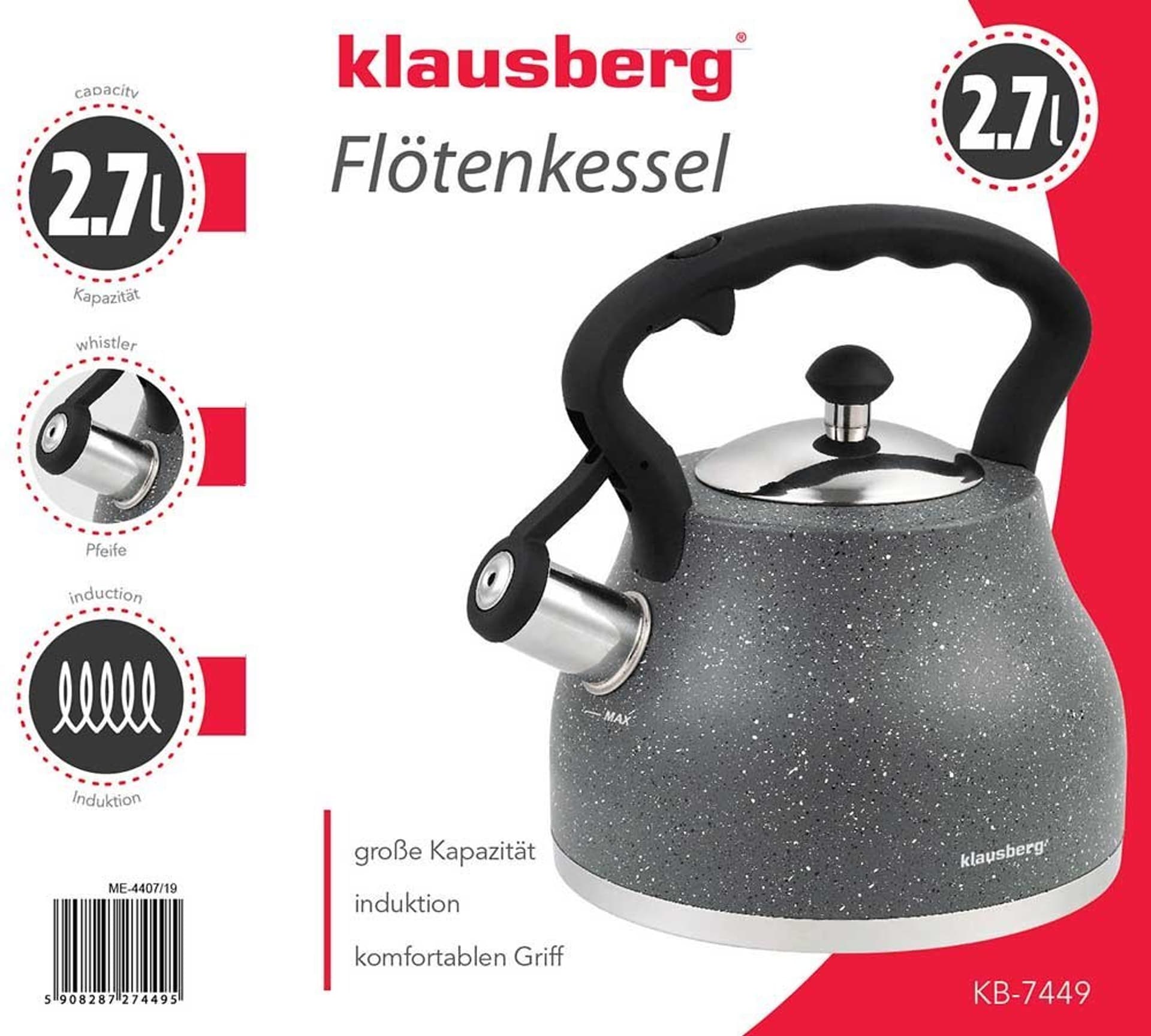 

CZAJNIK Z GWIZDKIEM KLAUSBERG 2,7L KB-7449