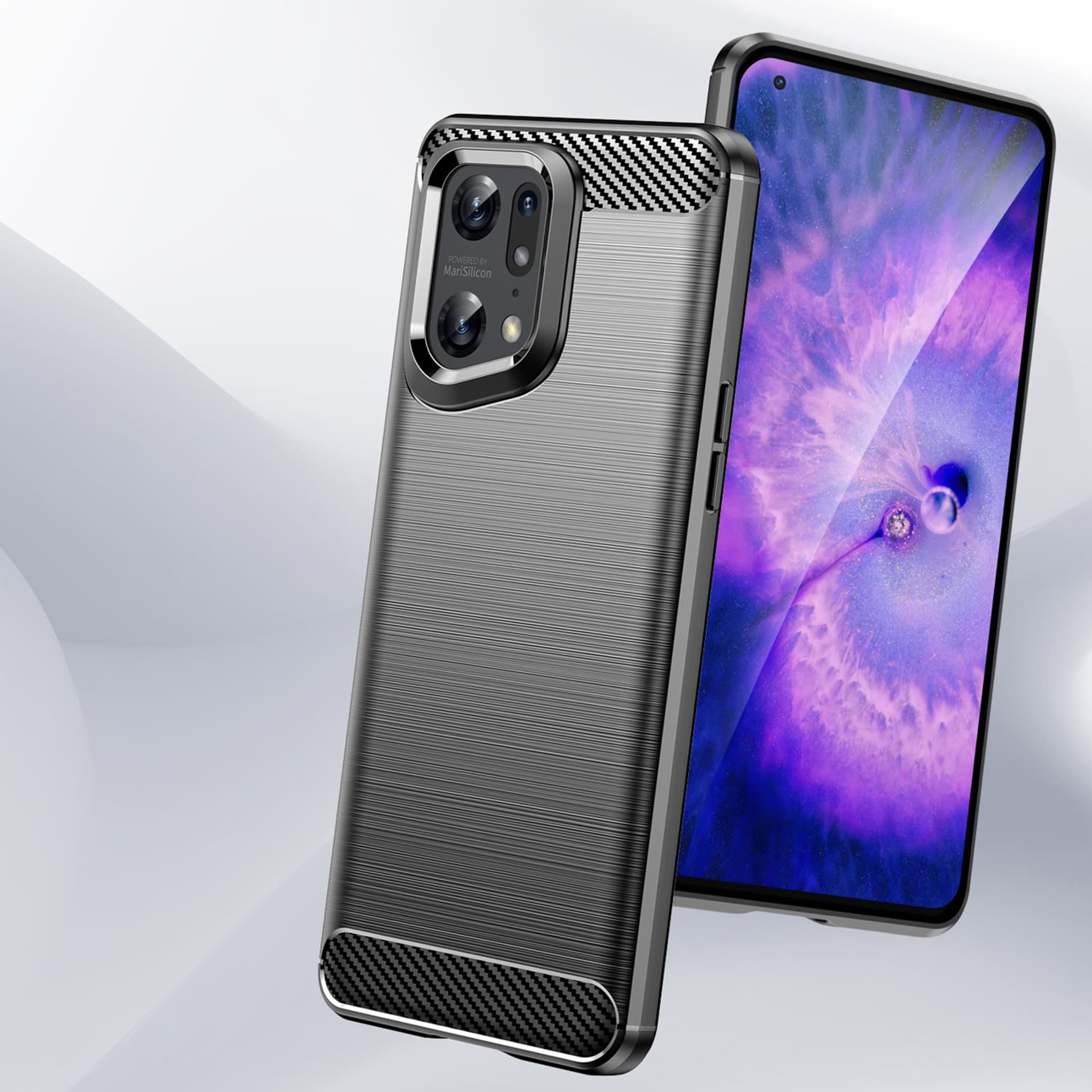 

Carbon Case elastyczne etui pokrowiec Oppo Find X5 Pro czarny