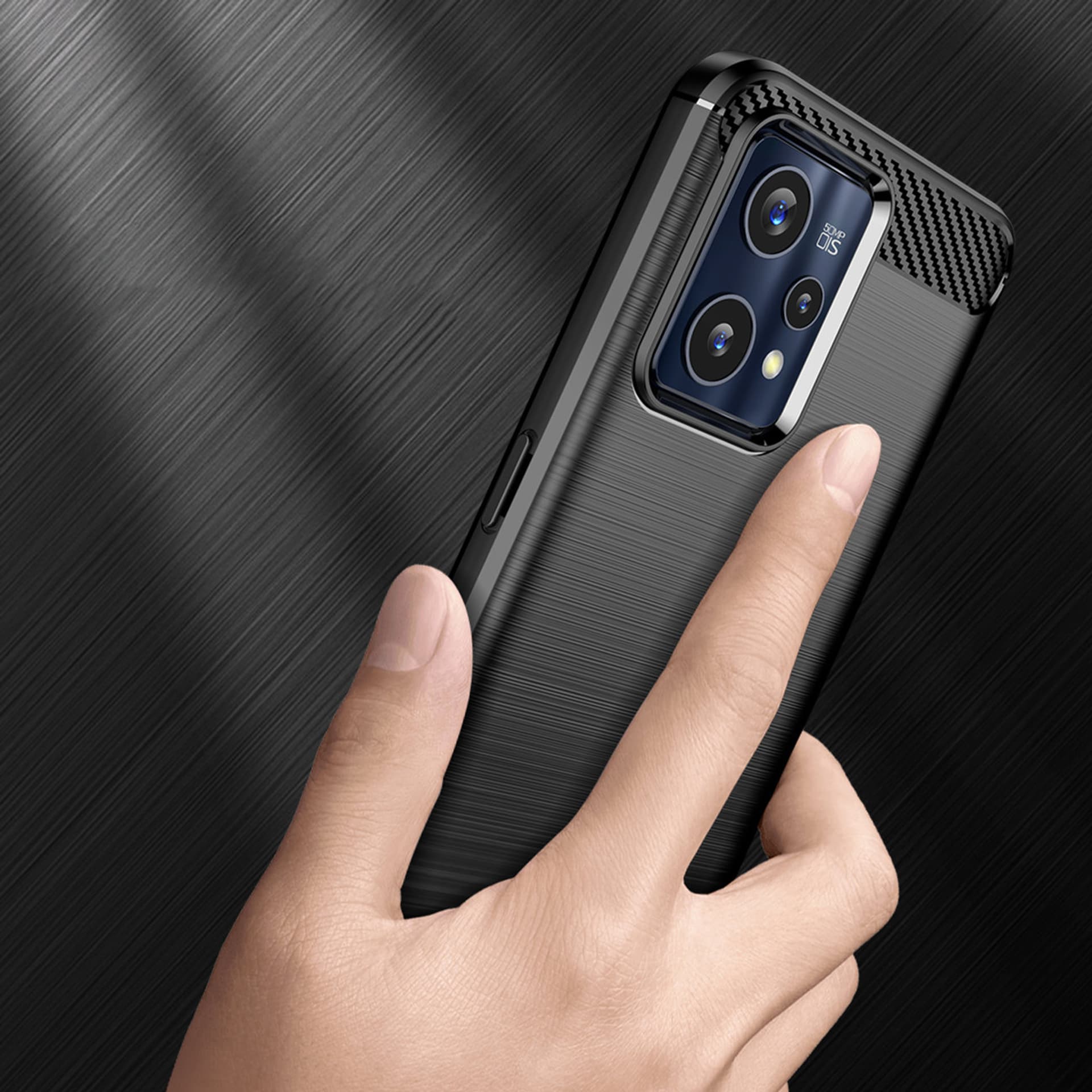 

Carbon Case elastyczne etui pokrowiec Realme 9 Pro + (9 Pro Plus) czarny, 9 pro plus) czarn