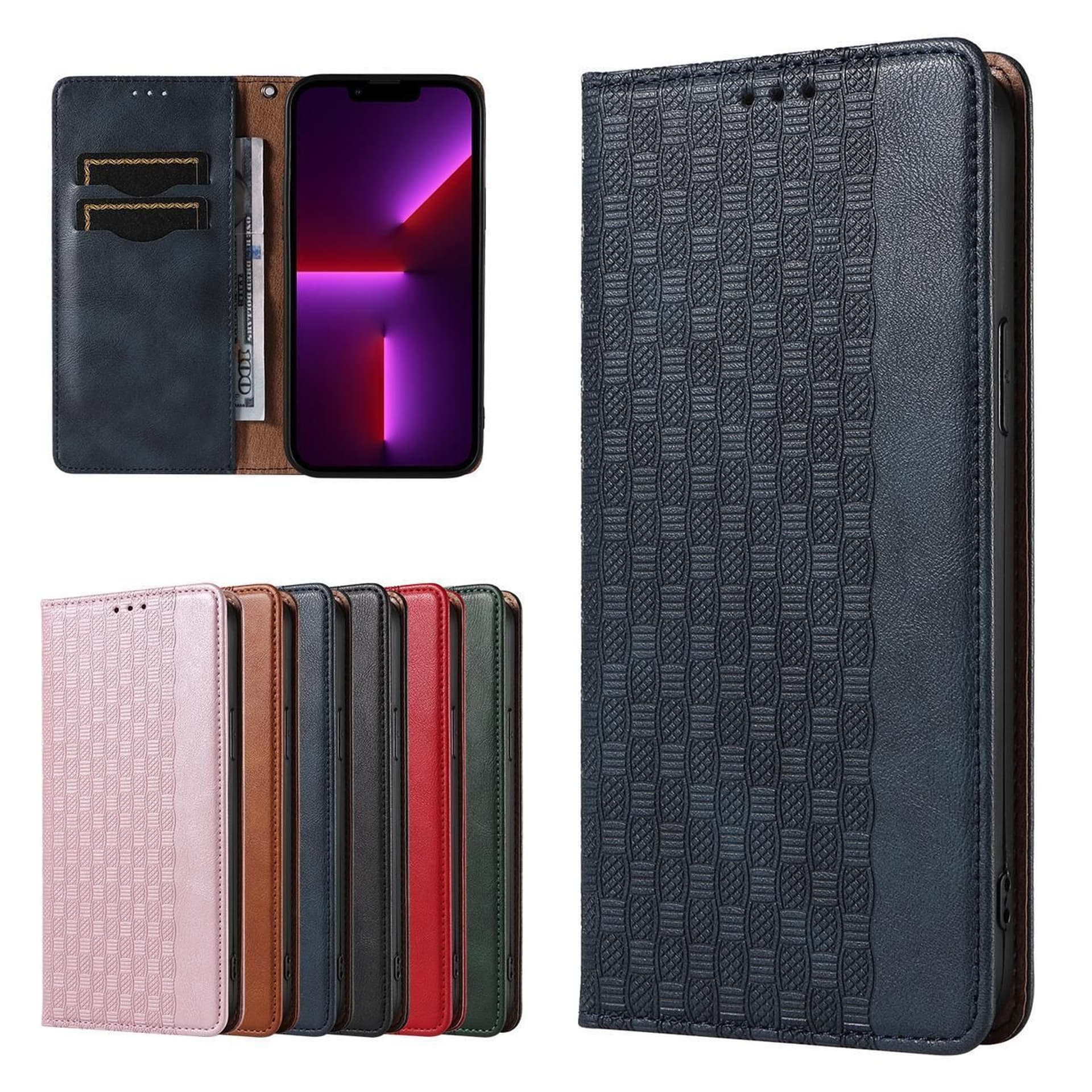 

Magnet Strap Case etui iPhone 14 pokrowiec z klapką portfel mini smycz podstawka niebieskie