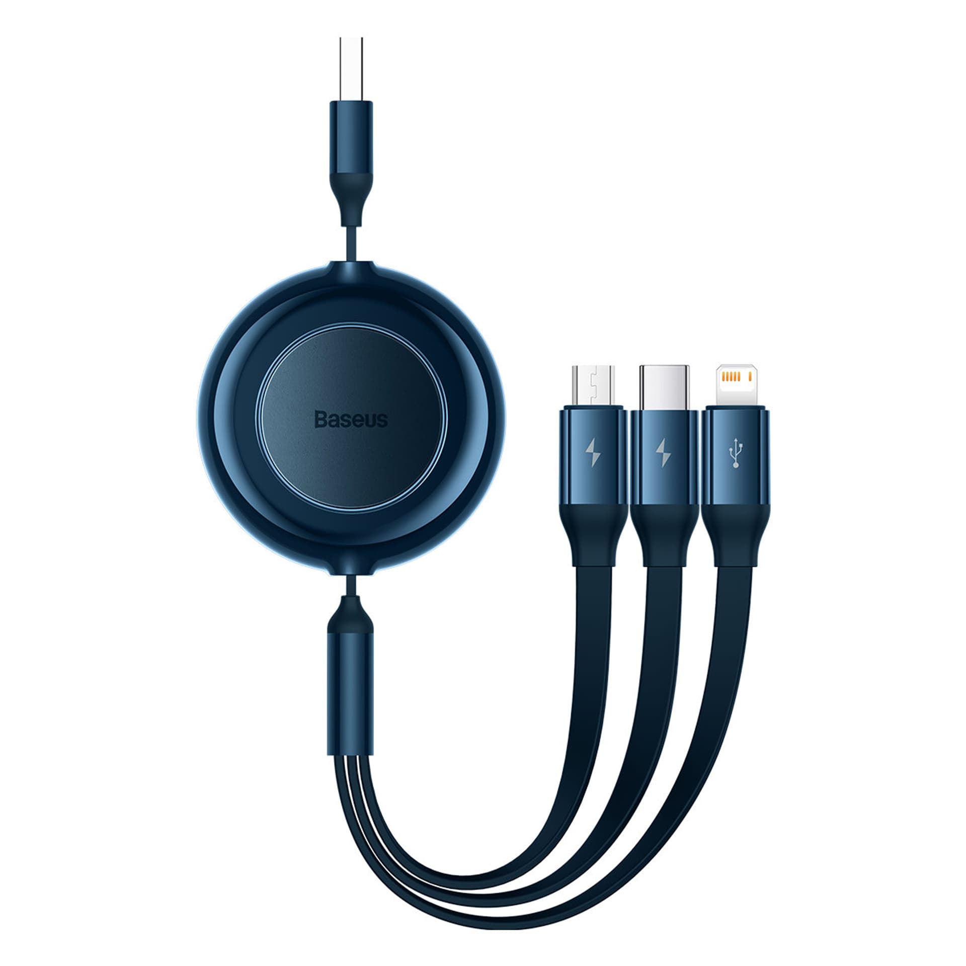 

Baseus Bright Mirror 2 kabel przewód 3w1 USB Typ A - micro USB + Lightning + USB Typ C 3.5A 1.1m niebieski (CAMJ010003)