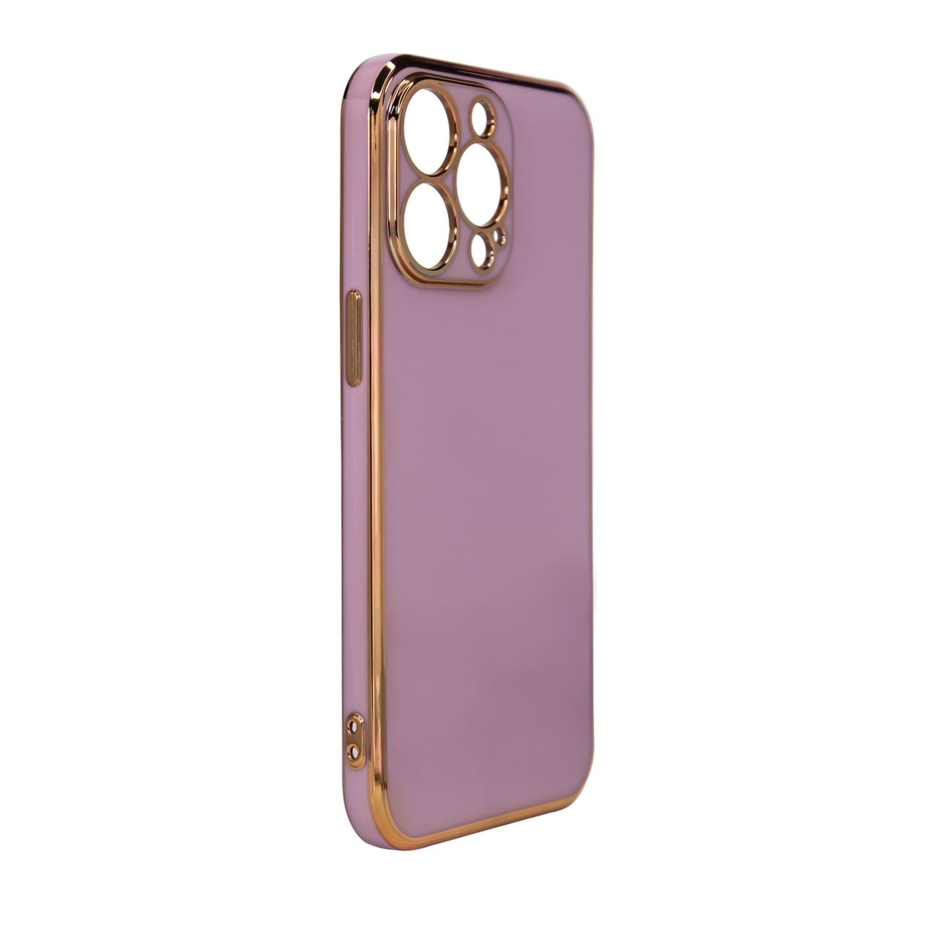 

Lighting Color Case etui do iPhone 13 Pro żelowy pokrowiec ze złotą ramką fioletowy