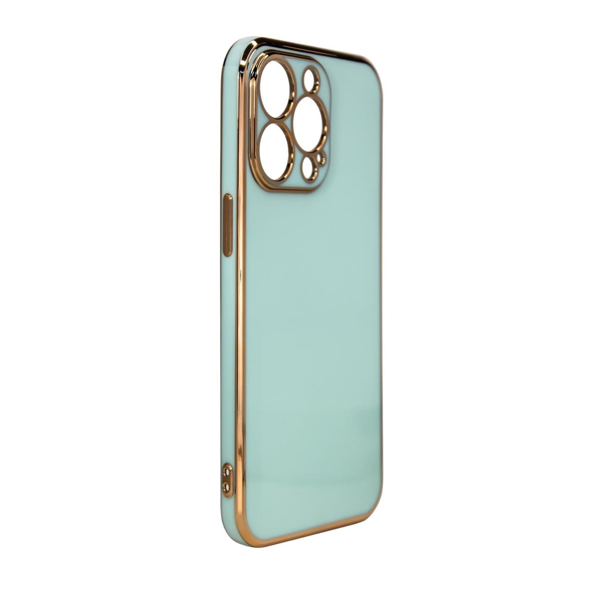 

Lighting Color Case etui do iPhone 12 żelowy pokrowiec ze złotą ramką miętowy