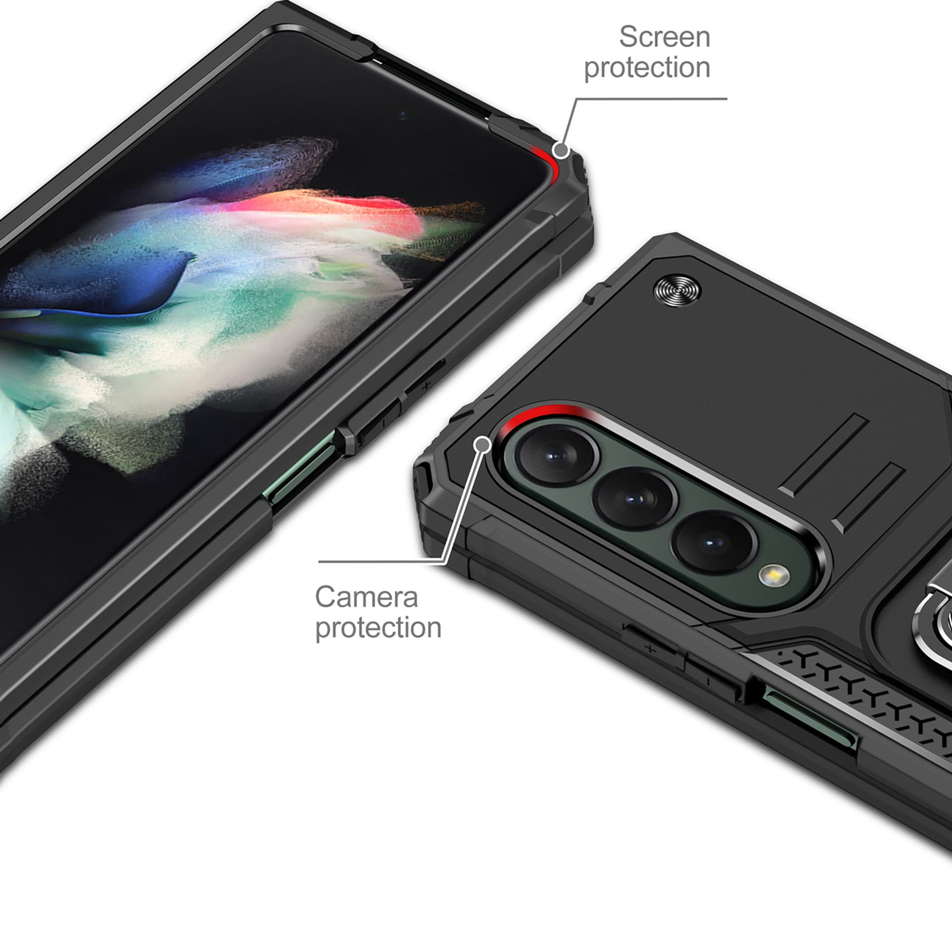 

Wozinsky Ring Armor etui Samsung Galaxy Z Fold 4 pancerny pokrowiec uchwyt magnetyczny ring niebieskie