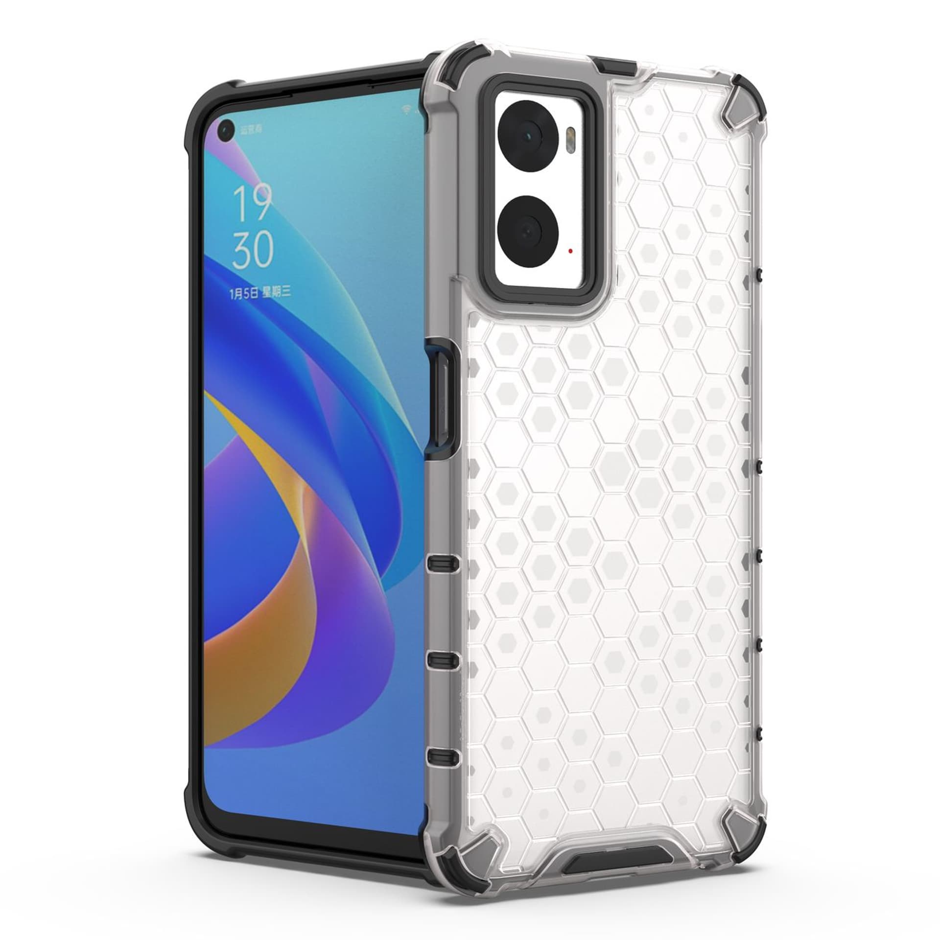 

Honeycomb etui pancerny pokrowiec z żelową ramką Oppo A76 / Oppo A36 / Realme 9i czarny