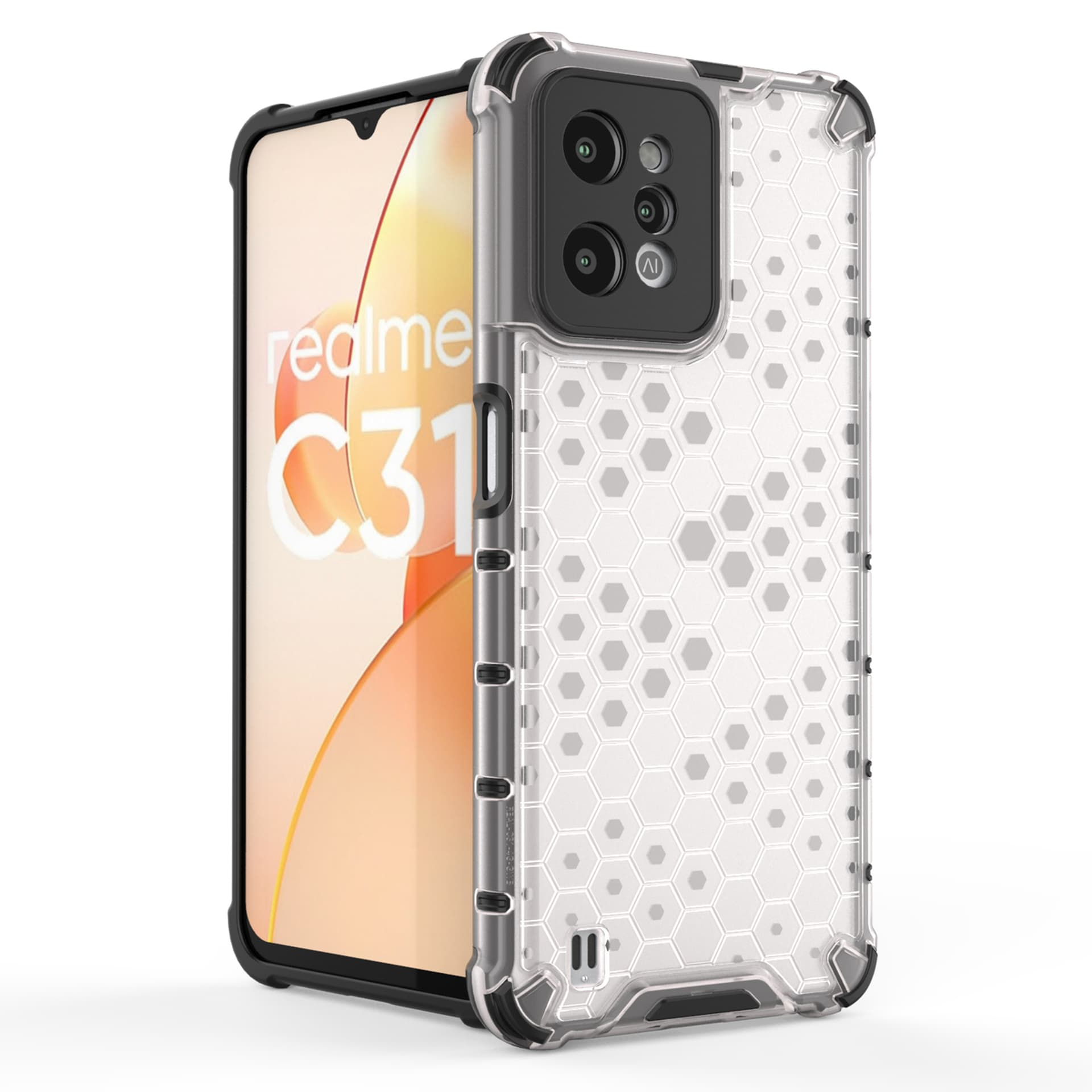 

Honeycomb etui pancerny pokrowiec z żelową ramką Realme C31 czarny