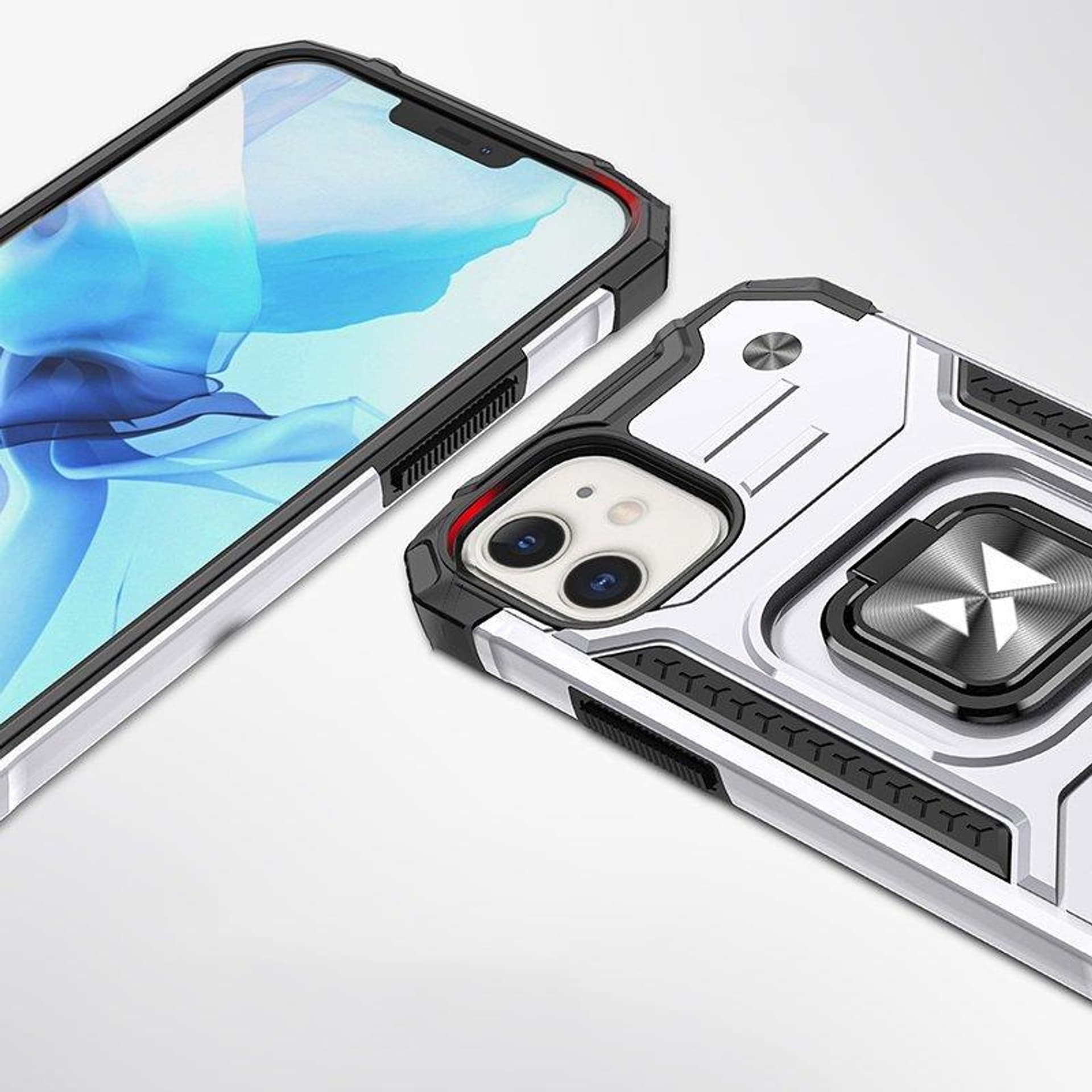 

Wozinsky Ring Armor etui iPhone 14 pancerny pokrowiec uchwyt magnetyczny ring srebrne