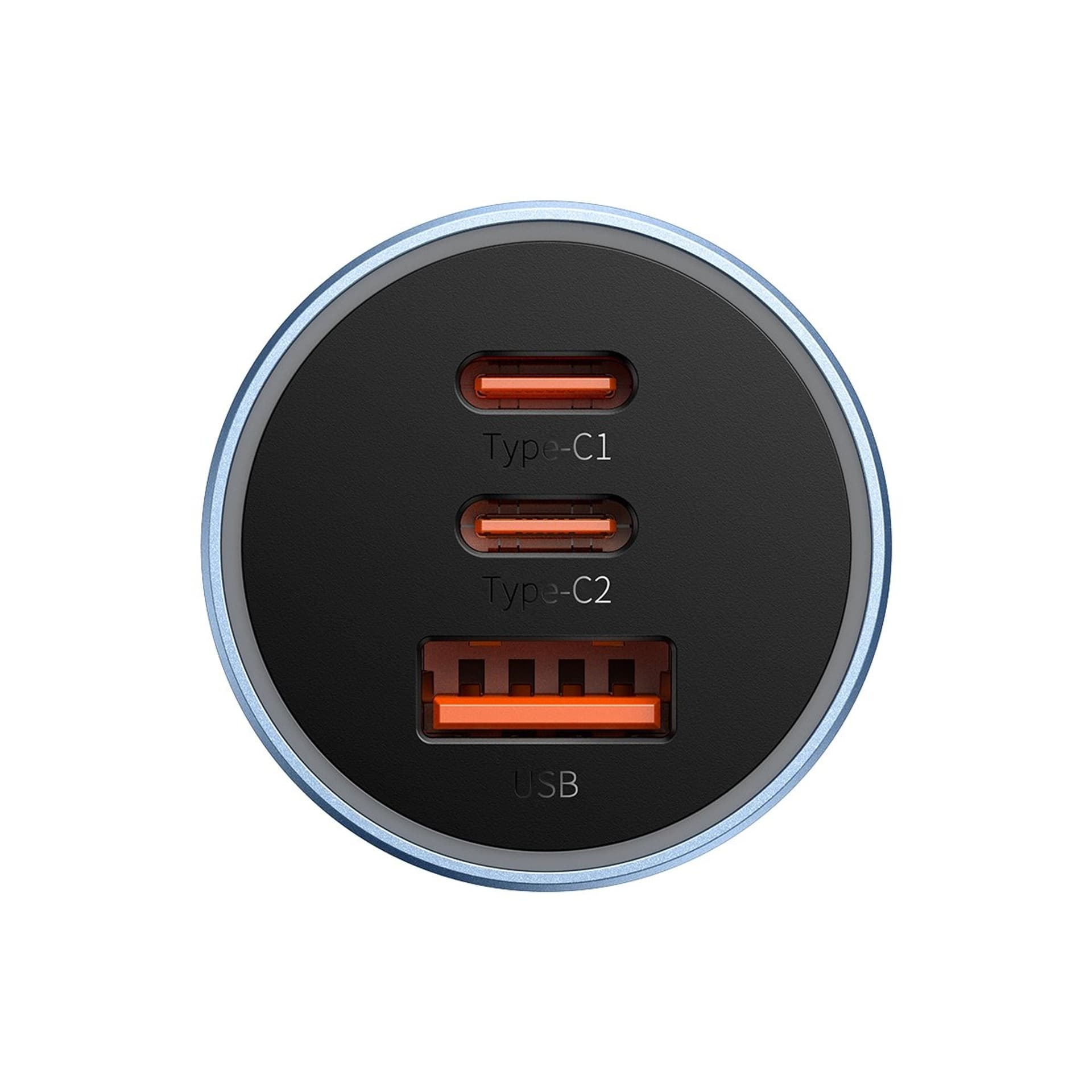 

Baseus Golden Contactor Pro ładowarka samochodowa USB-A + 2x USB-C 65W niebieski (CGJP010003)