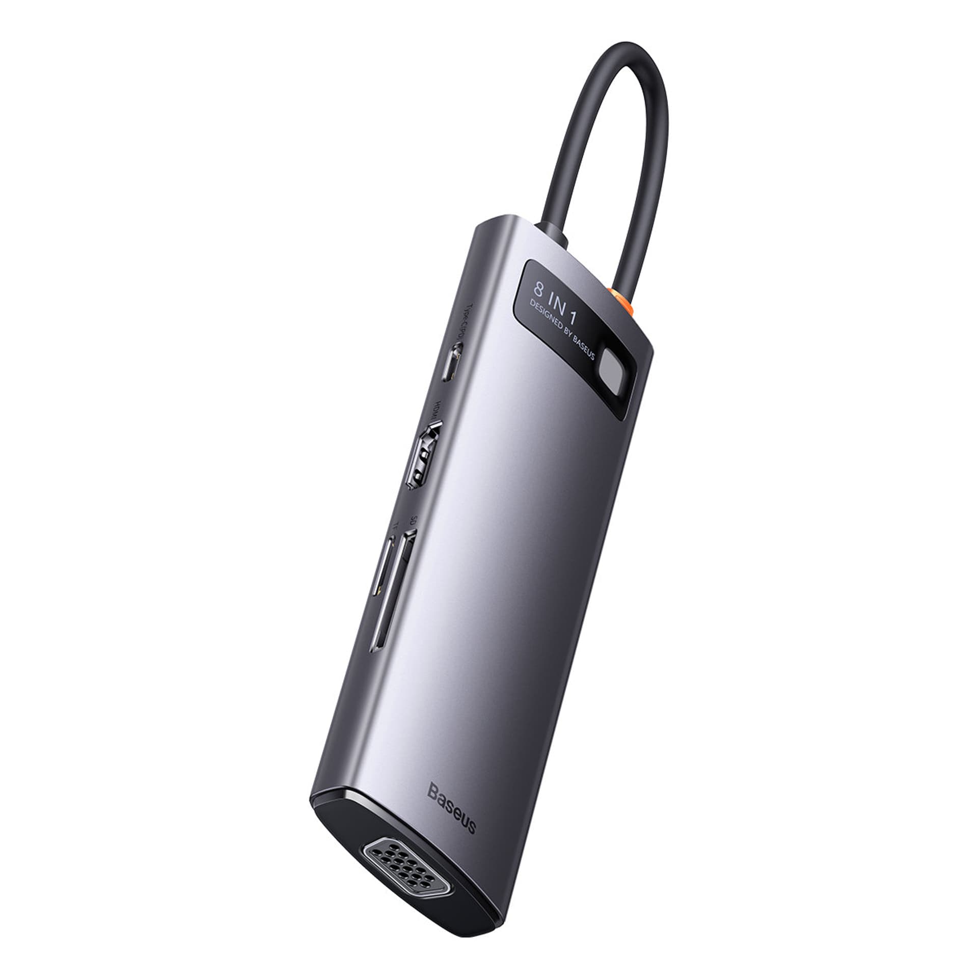 

Stacja dokująca HUB Baseus Metal Gleam Series 8 w 1 USB Typ C - 1 x HDMI / 3 x USB 3.2 Gen. 1 / 1 x Power Delivery / 1 x czytnik kart SD / 1 x czytnik kart TF / 1 x VGA szary (WKWG050013)