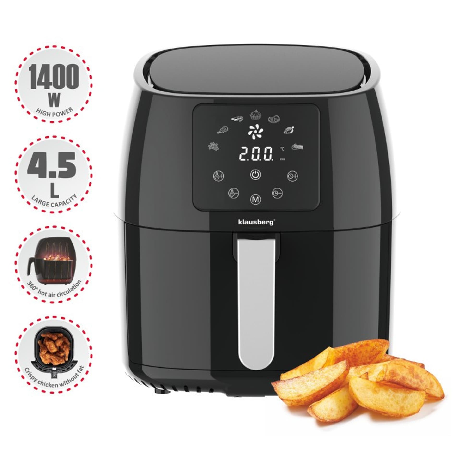 

FRYTOWNICA BEZTŁUSZCZOWA 1400W 4,5L KLAUSBERG KB-7551