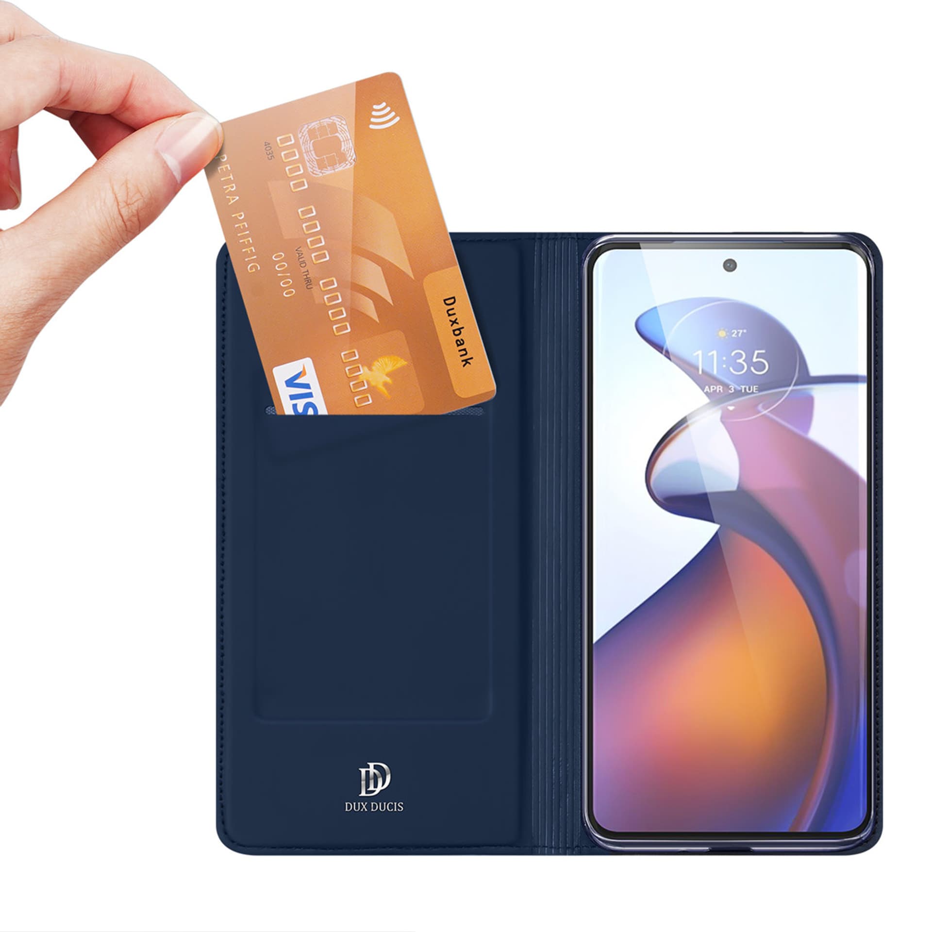 

Dux Ducis Skin Pro etui Motorola Edge 30 Ultra pokrowiec z klapką portfel na kartę podstawka niebieskie
