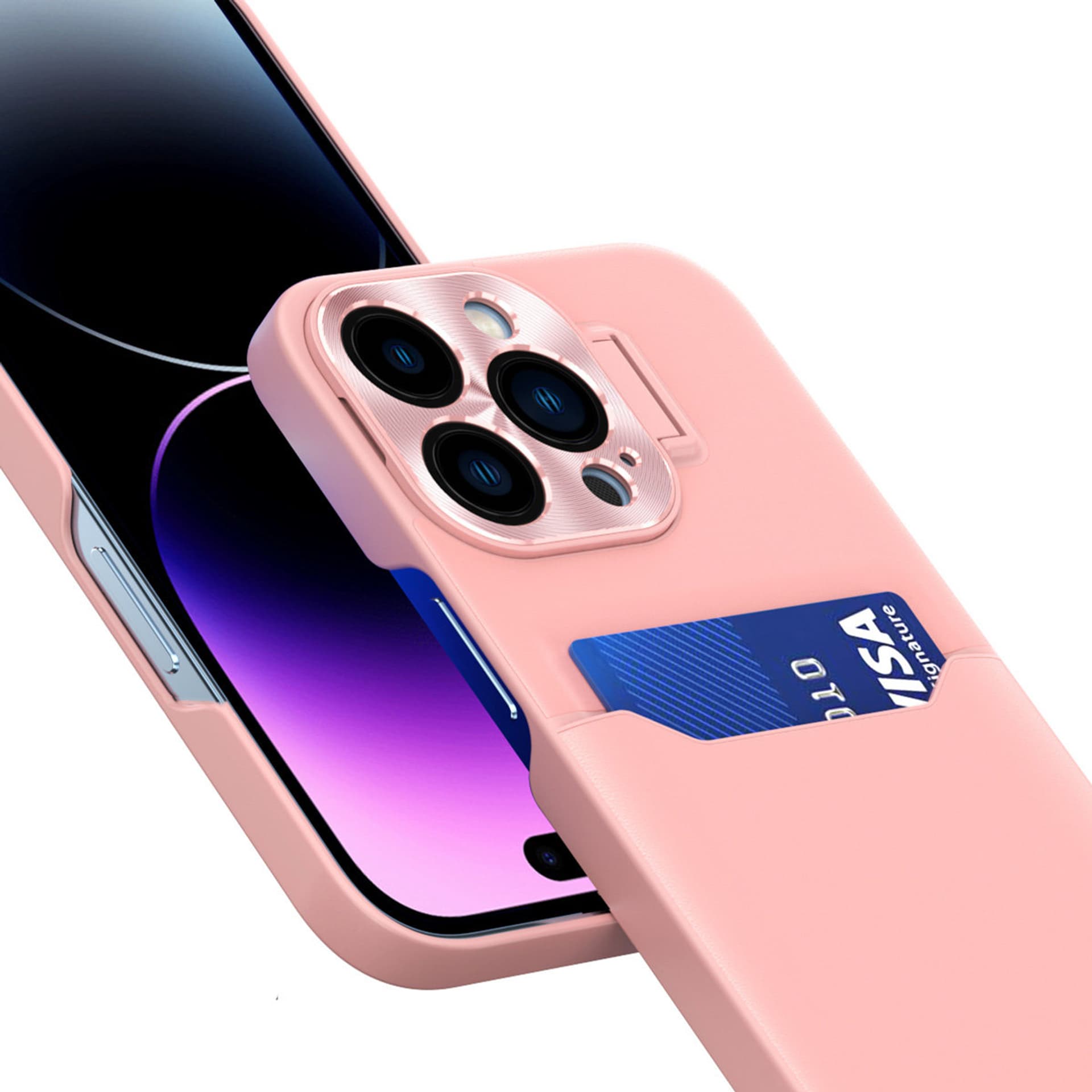 

Leather Stand Case etui Samsung Galaxy S23 pokrowiec portfel na kartę z podstawką różowe