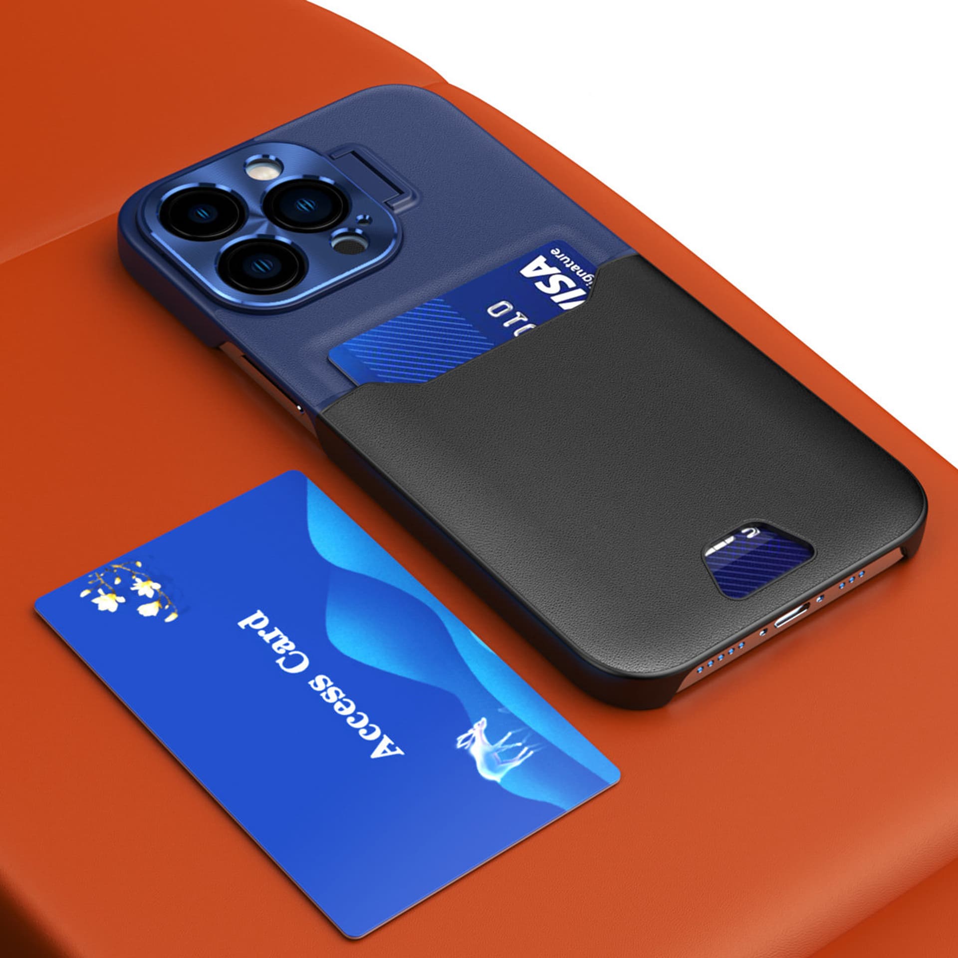 

Leather Stand Case etui Samsung Galaxy S23 Ultra pokrowiec portfel na kartę z podstawką niebieskie