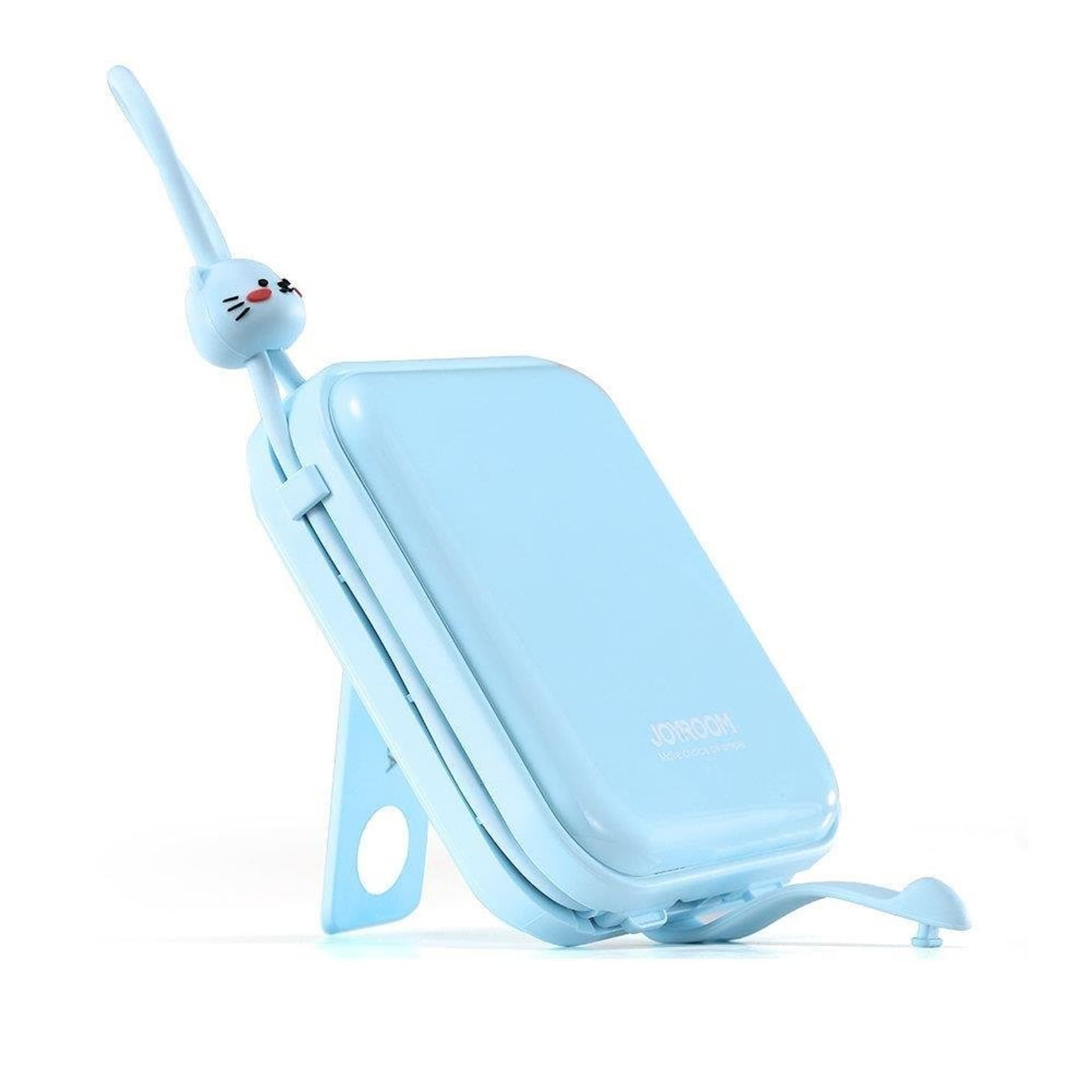 

Joyroom powerbank z kablami USB C i Lightning oraz podstawką Cutie Series 10000mAh 22.5W niebieski (JR-L008)