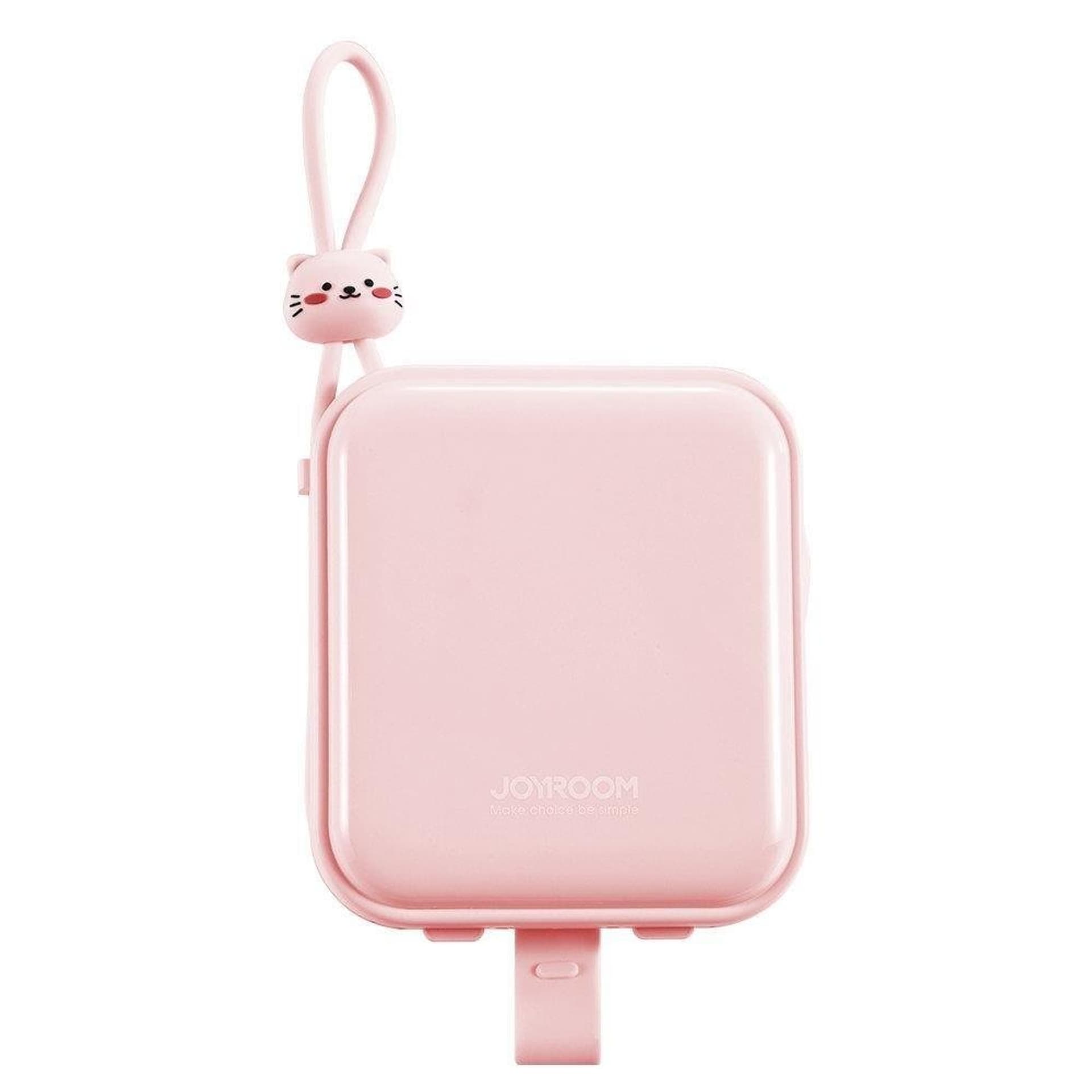 

Joyroom powerbank z kablami USB C i Lightning oraz podstawką Cutie Series 10000mAh 22.5W różowy (JR-L008)