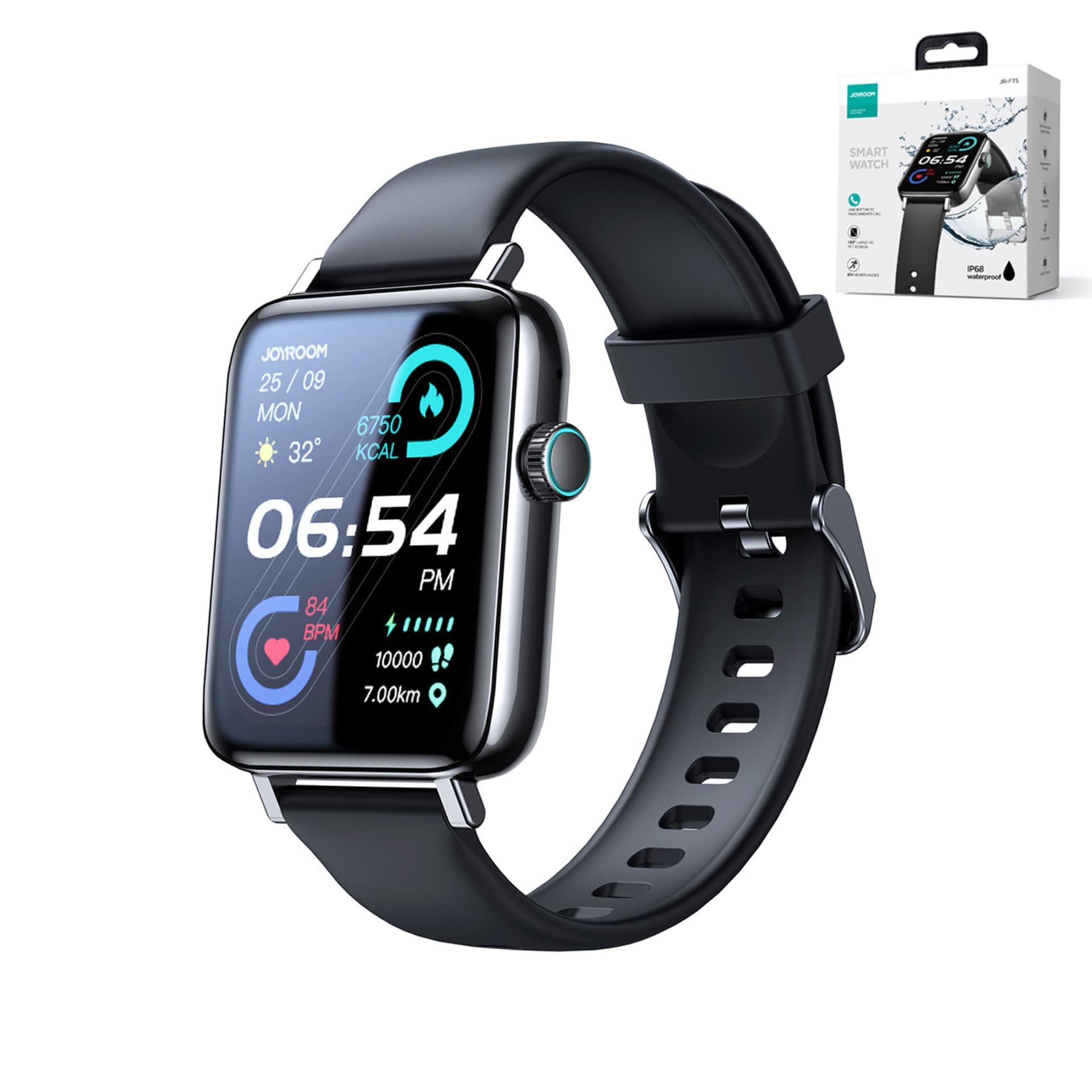 

Joyroom smartwatch Fit-Life Series z funkcją odbierania połączeń IP68 czarny (JR-FT5)