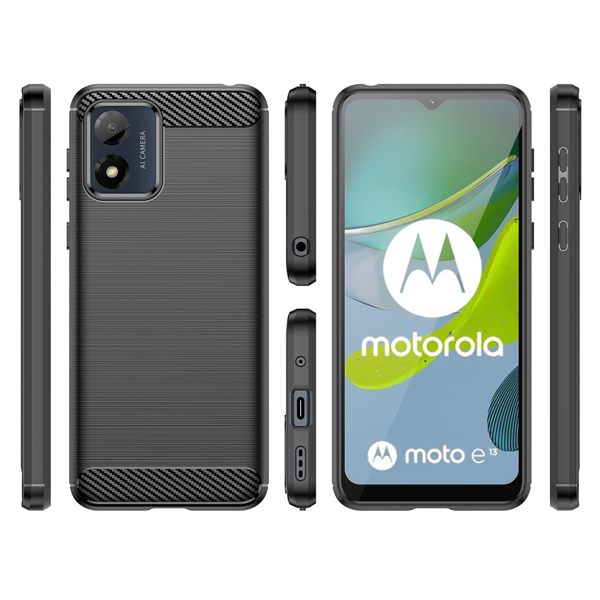 

Carbon Case etui Motorola Moto E13 elastyczny silikonowy karbonowy pokrowiec czarne