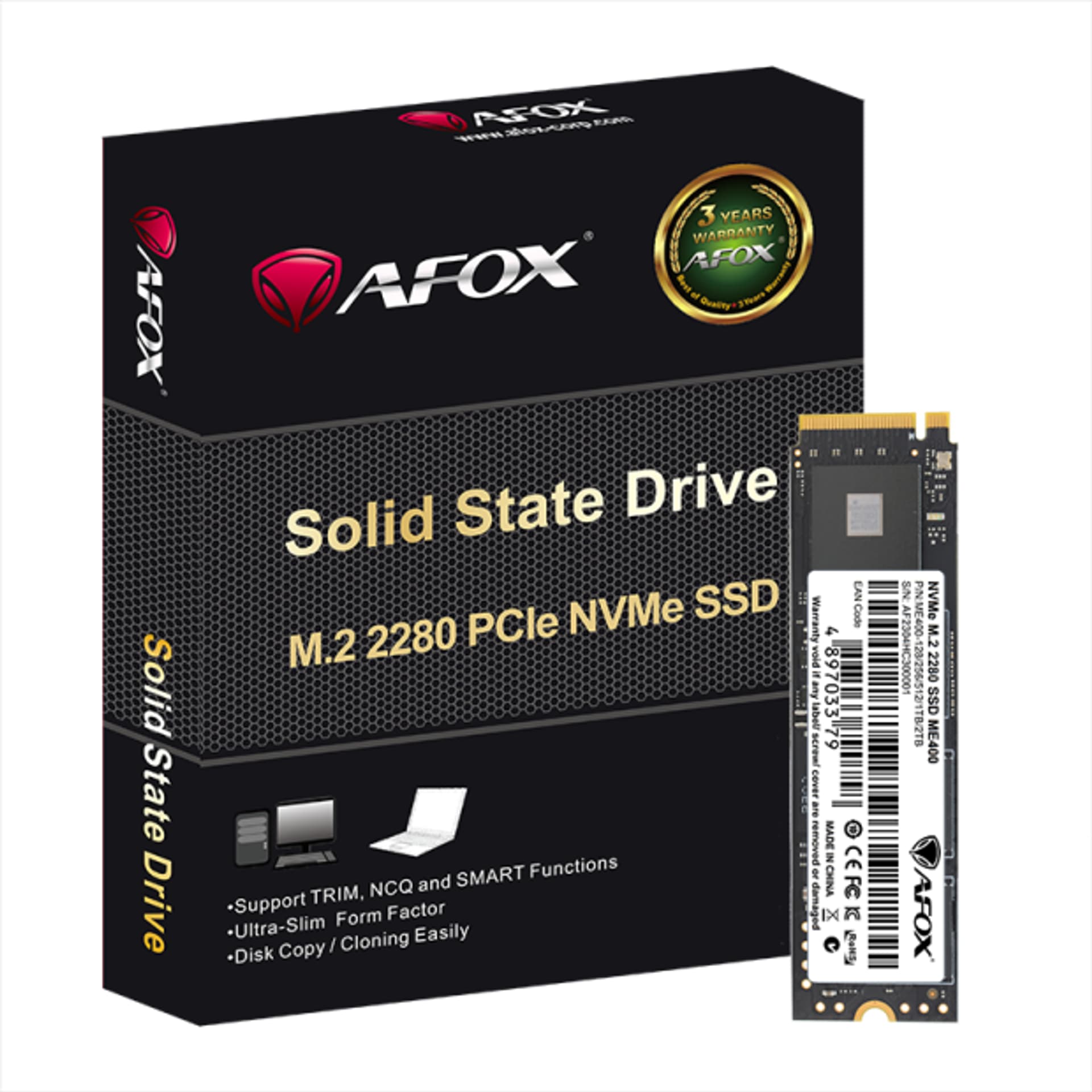 

AFOX ME400 SSD M.2 PCI-E 4.0 X4 2TB TLC 7.4 / 6.7 GB/S NVME ME400-2048GN