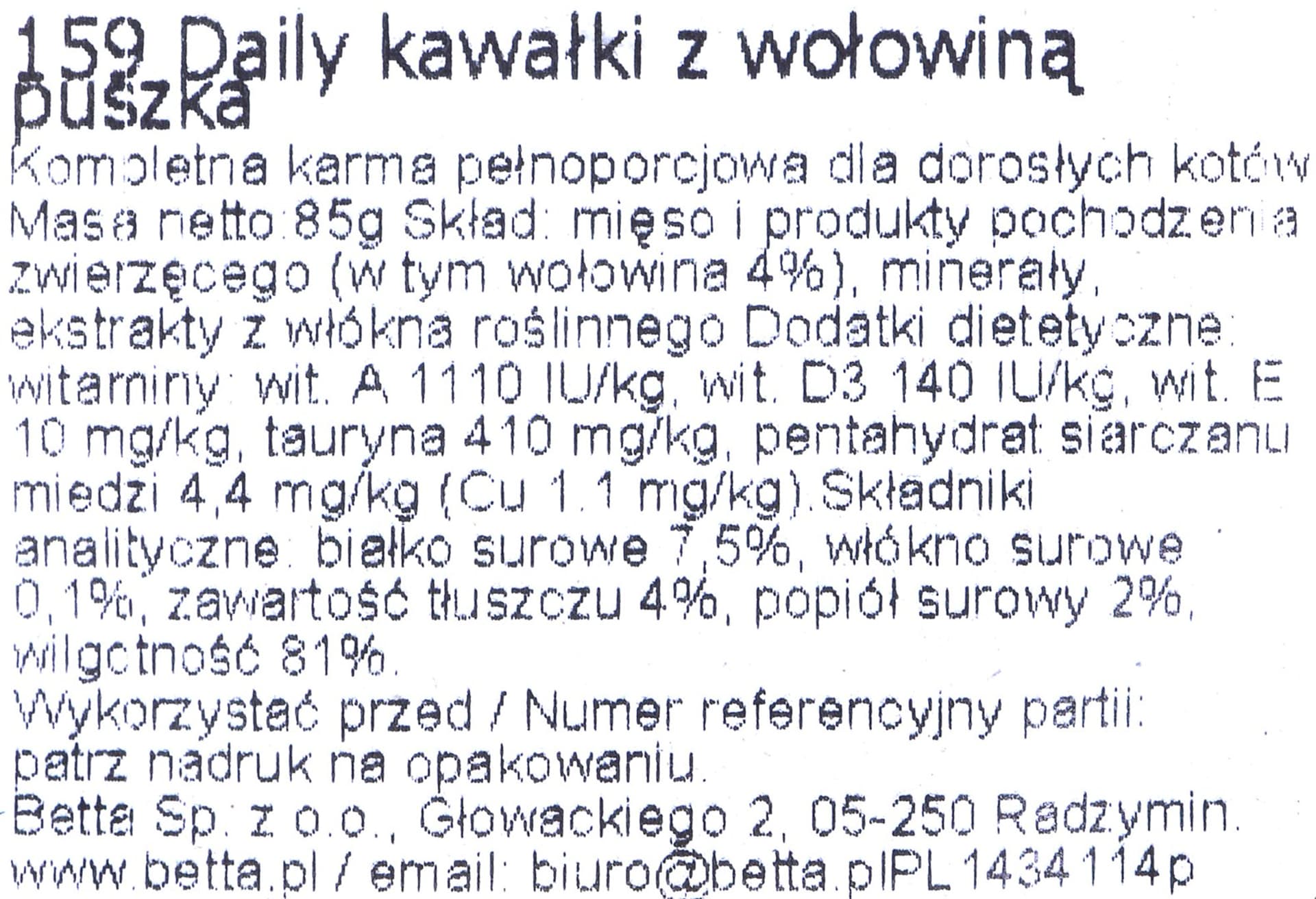 

ALMO NATURE Daily Menu Kawałki wołowiny- puszka 85g