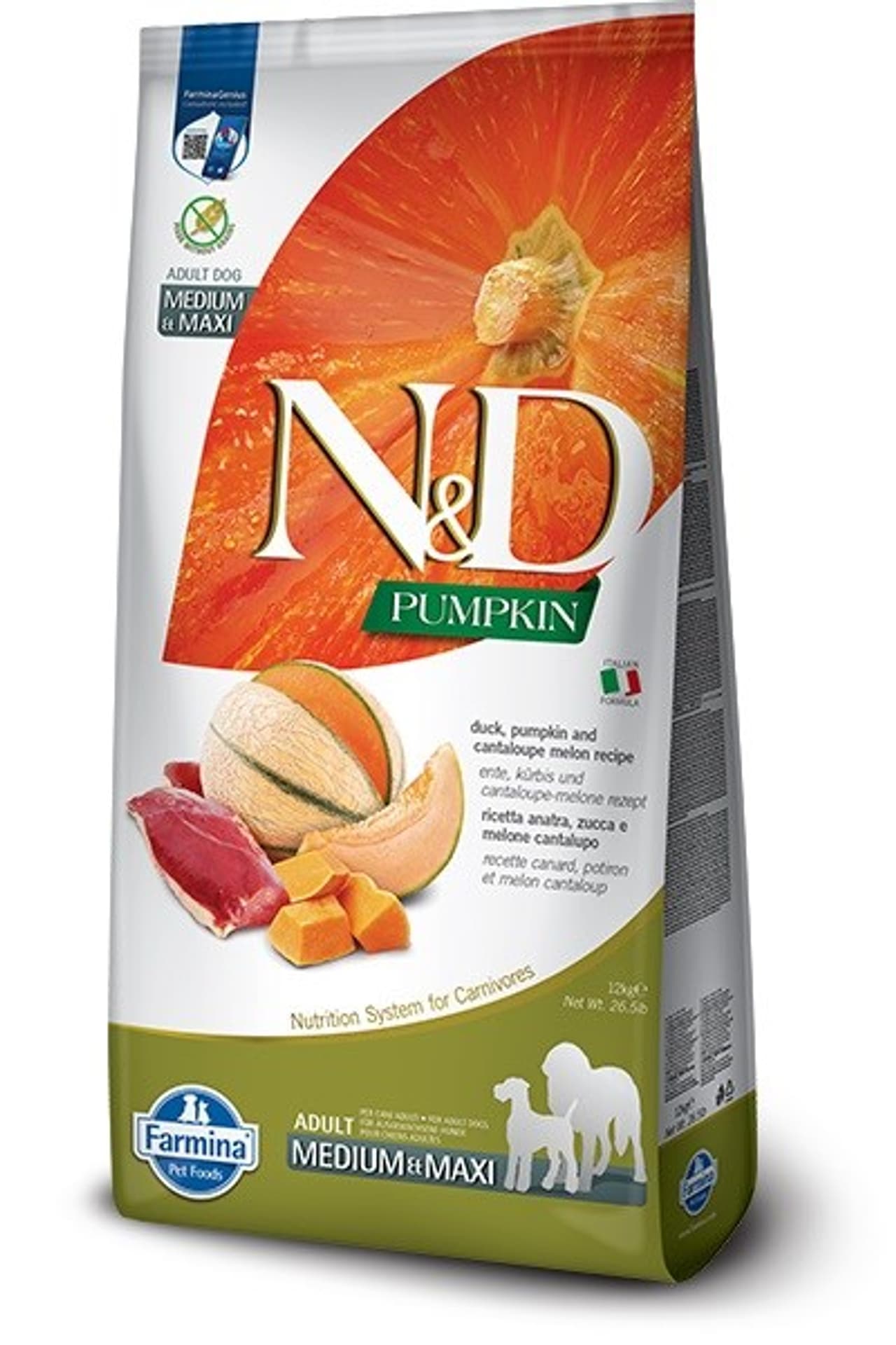 

N&D PUMPKIN DOG DUCK PUMPKIN & CANTALOUPE ADULT MEDIUM/MAXI 12 KG