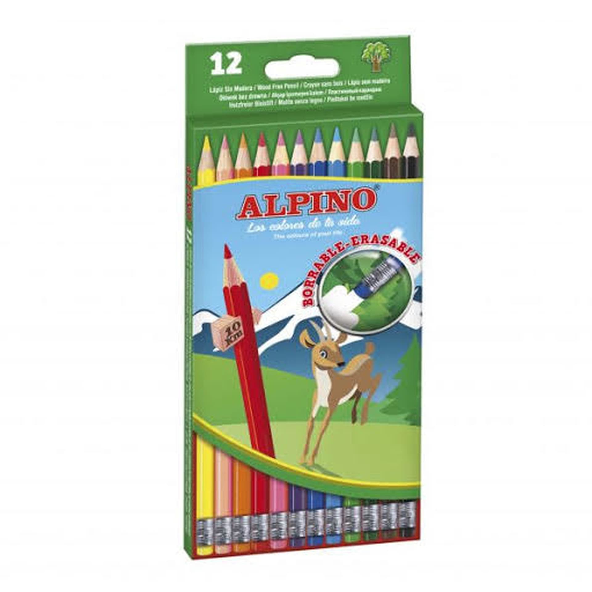 

ALPINO Kredki ołówkowe z gumką 12 kolorów