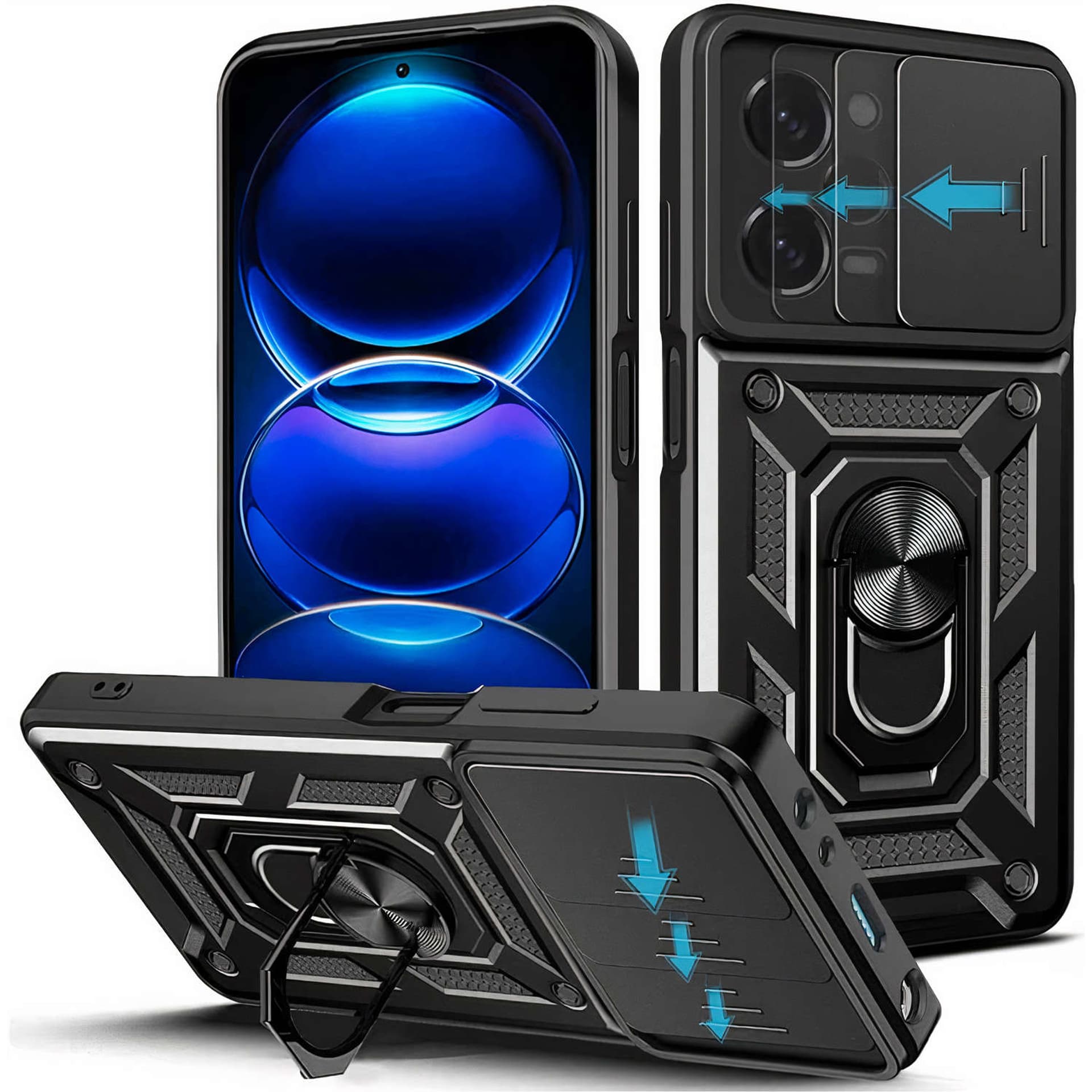 

Etui ochronne Alogy Camshield Stand Ring z osłonką na aparat do Xiaomi Poco X5 Pro 5G / Redmi Note 12 Pro 5G Czarne
