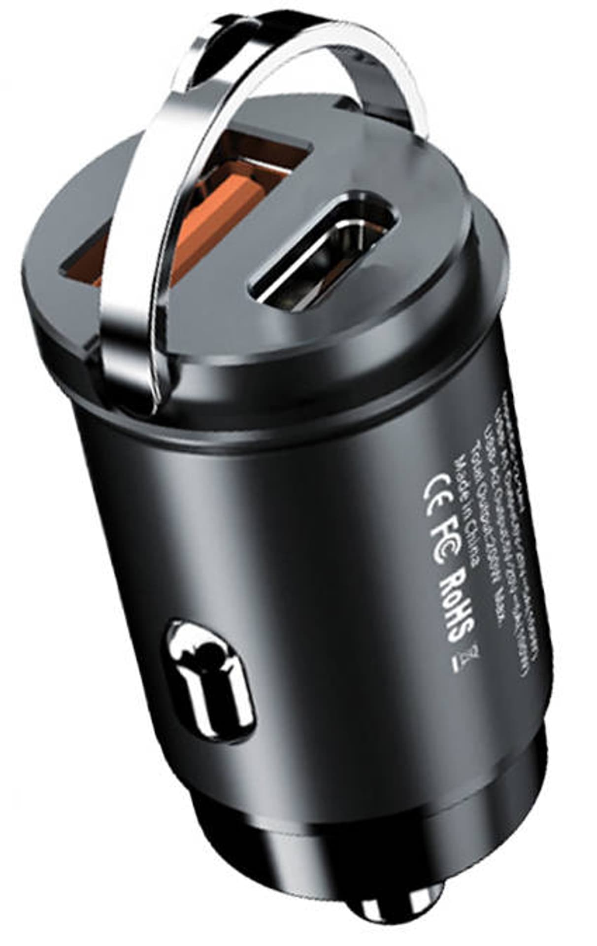 

Mini Ładowarka Samochodowa 30W QC USB + USB-C PD D31 czarna