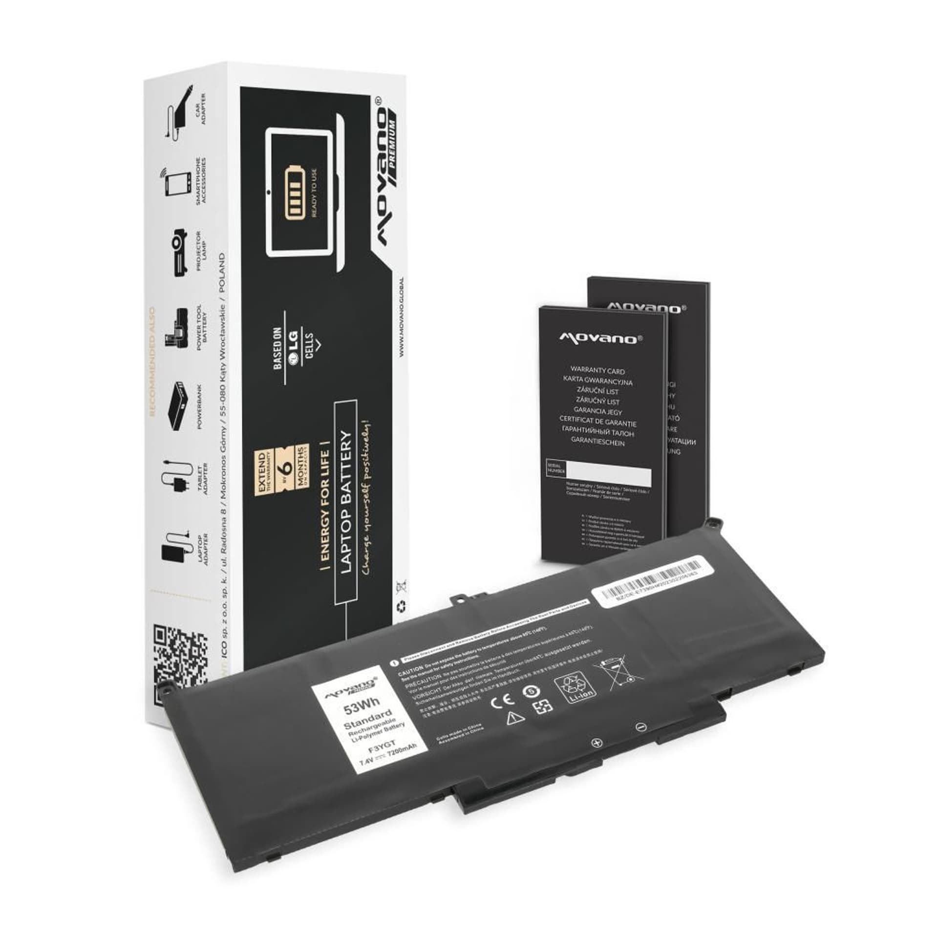 

Bateria Movano Premium do Dell Latitude 7390, 7490 (7200 mAh)