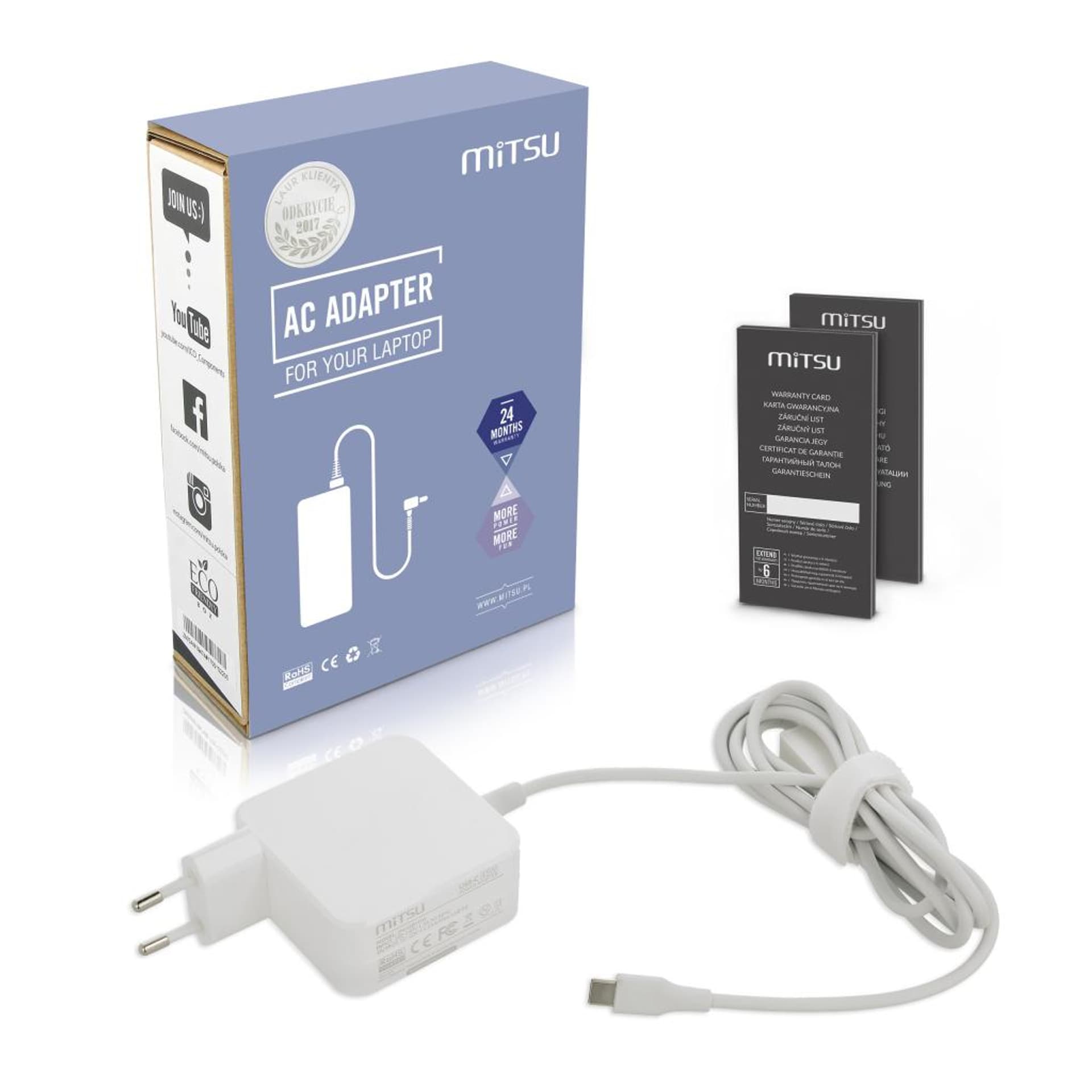 

Zasilacz Mitsu 45W USB type C USB-C (white)