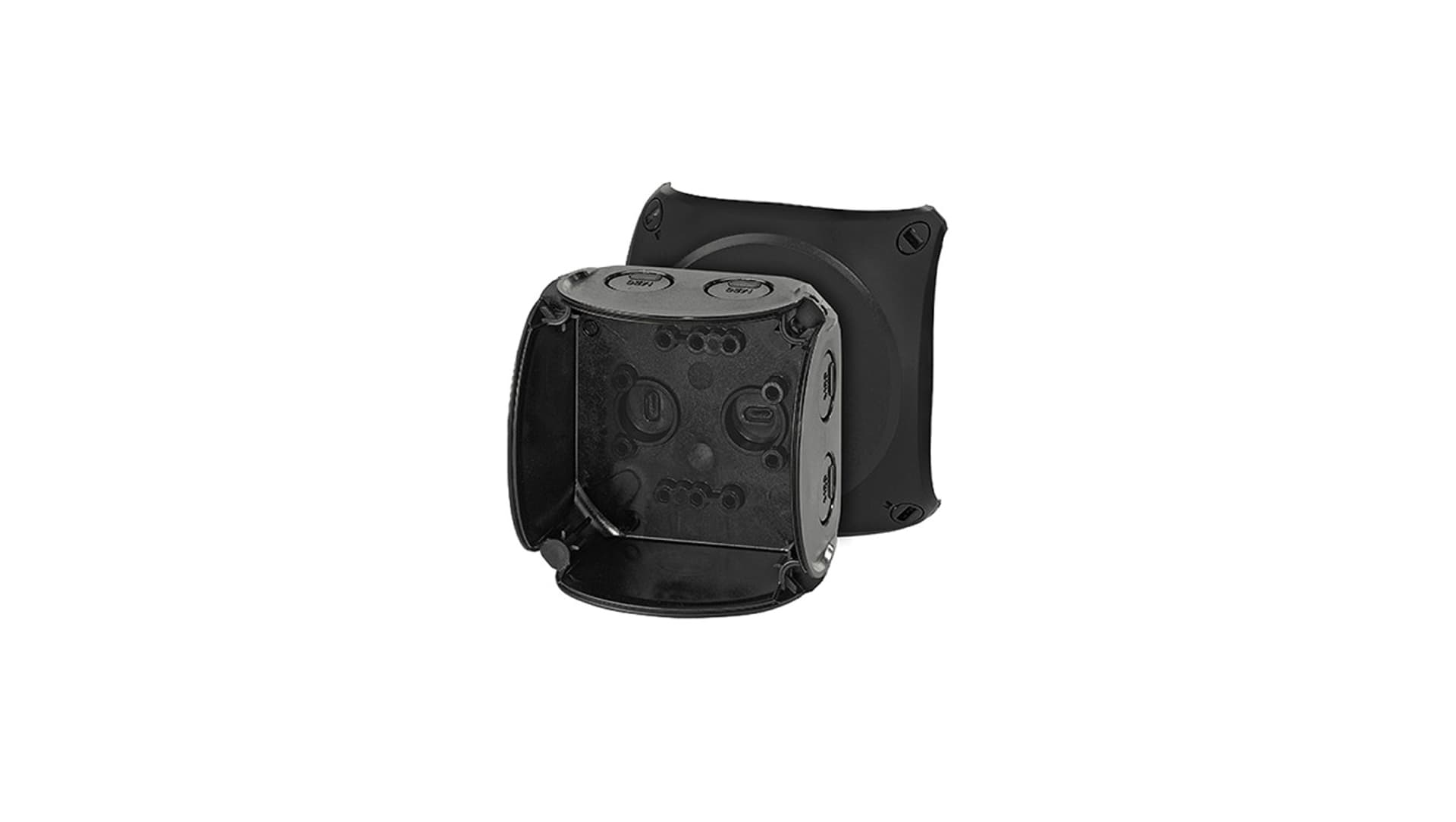 

Puszka natynkowa odgałęźna 93x93x62mm IP66 czarna KF 0200 B 62000042