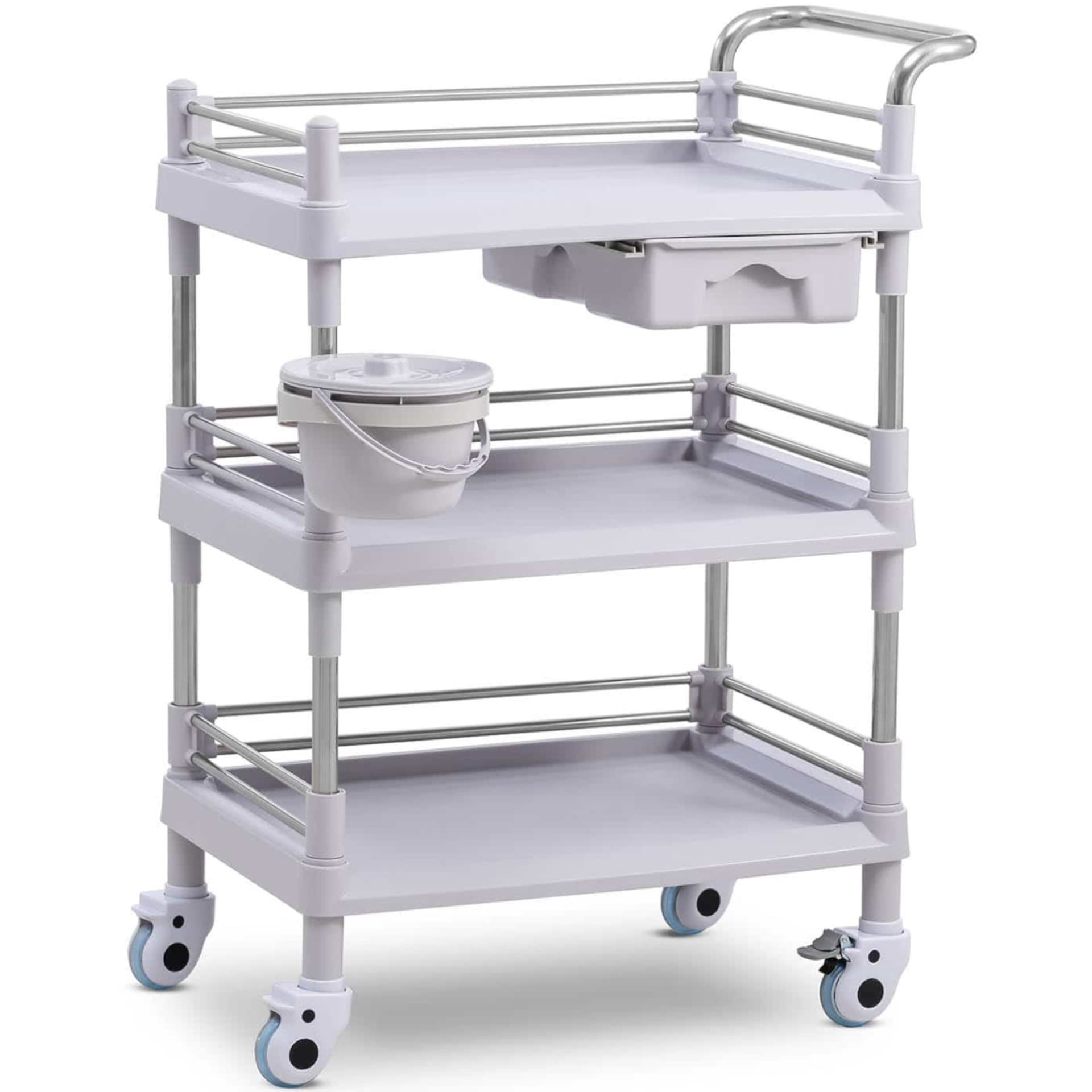 

Wózek laboratoryjny zabiegowy kosmetyczny 3 półki 1 szuflada 72 x 65 x 99 cm 30 kg