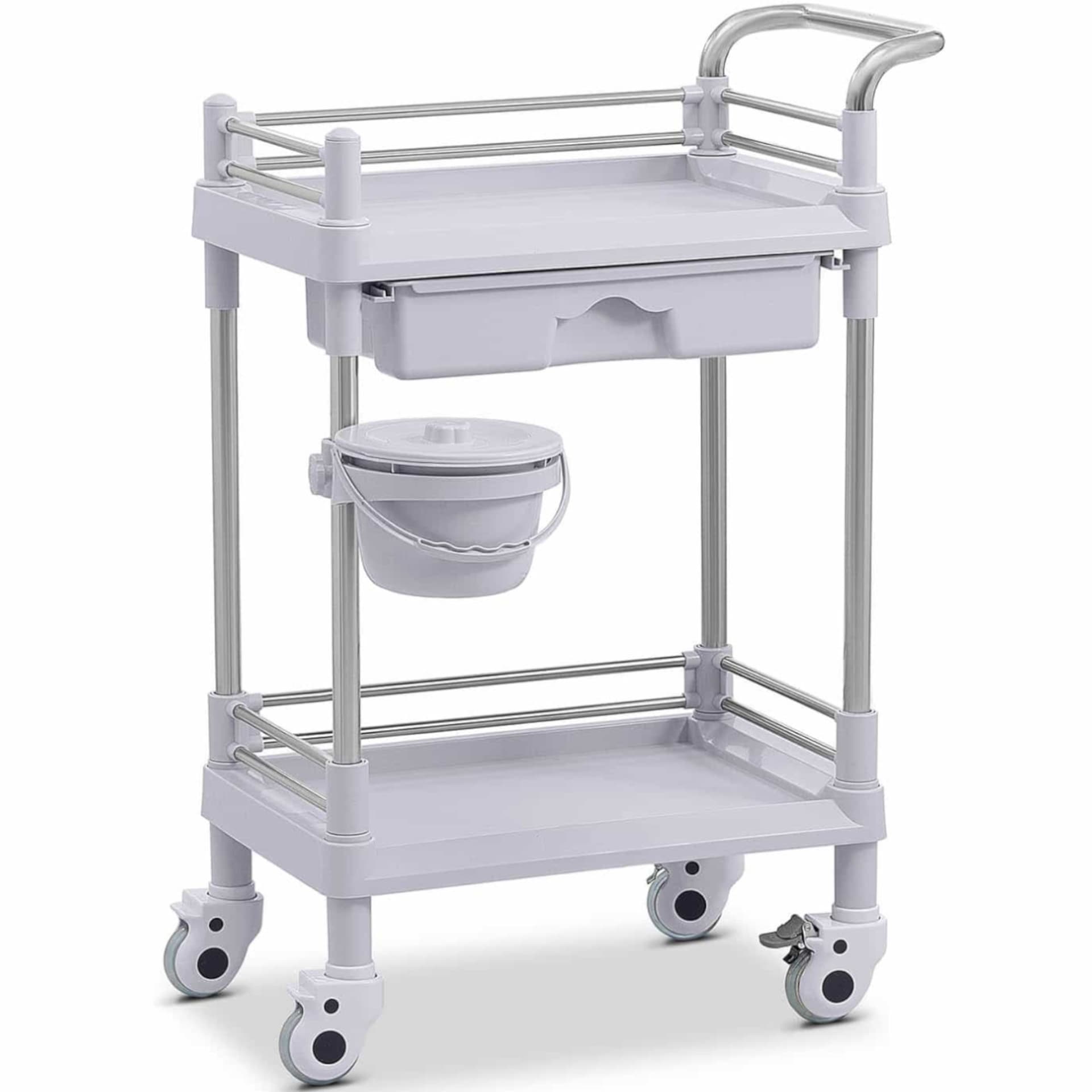 

Wózek laboratoryjny zabiegowy kosmetyczny 2 półki 1 szuflada 61 x 56 x 91 cm 20 kg