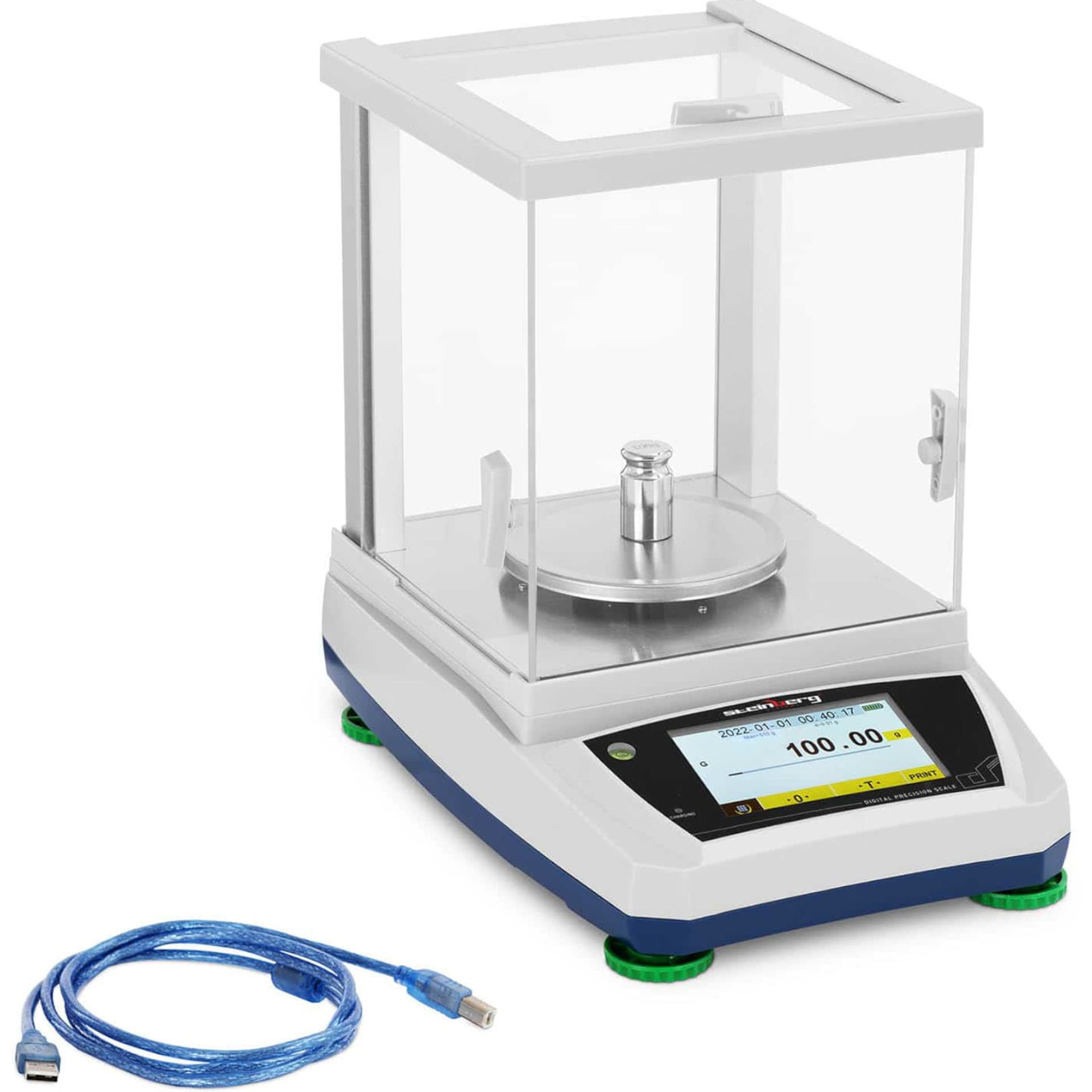 

Waga laboratoryjna analityczna ze szklaną osłoną panelem dotykowym LCD 600 g / 0.01 g