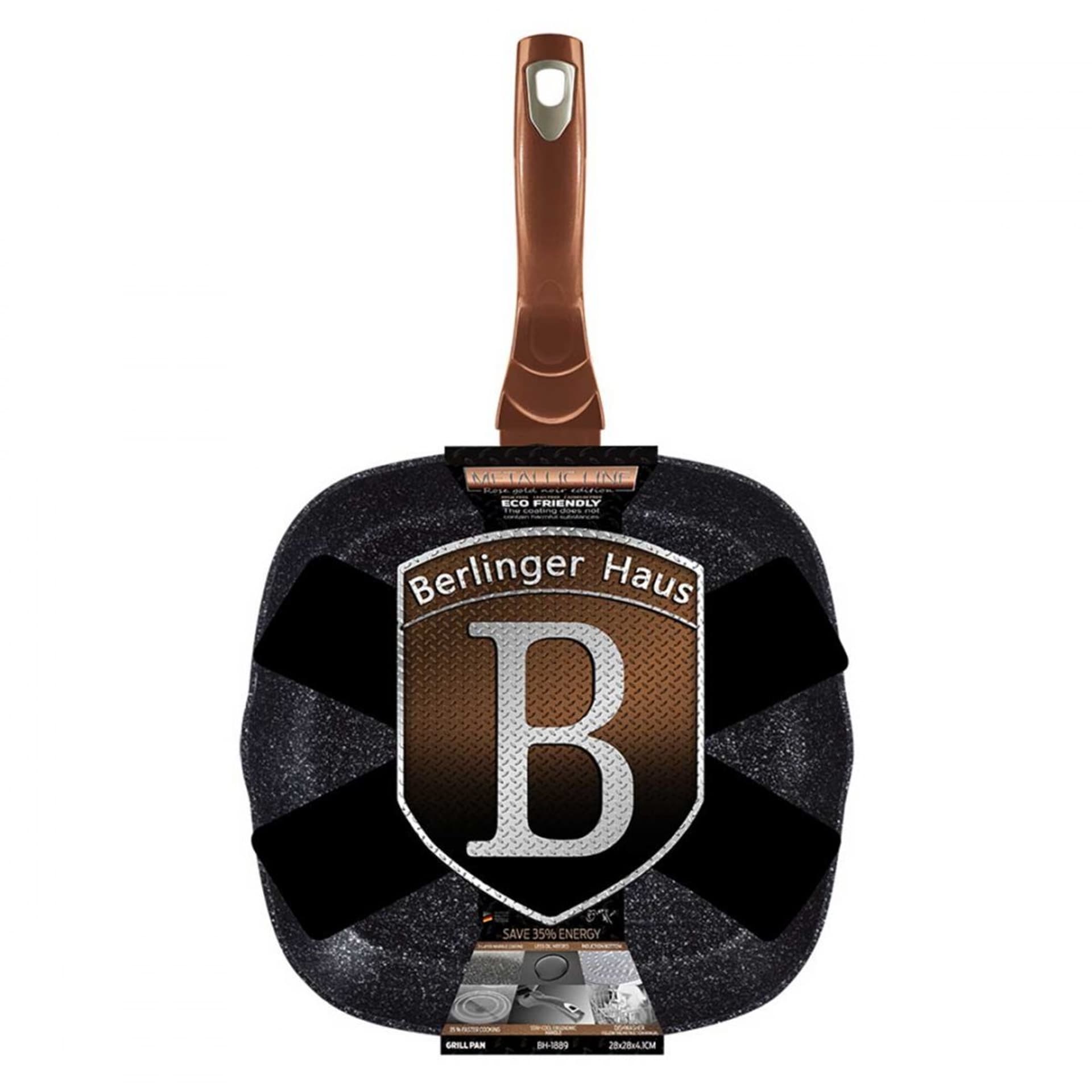 

PATELNIA GRANITOWA GRILLOWA 28 cm BERLINGER HAUS BH-1889 ROSE GOLD NOIR