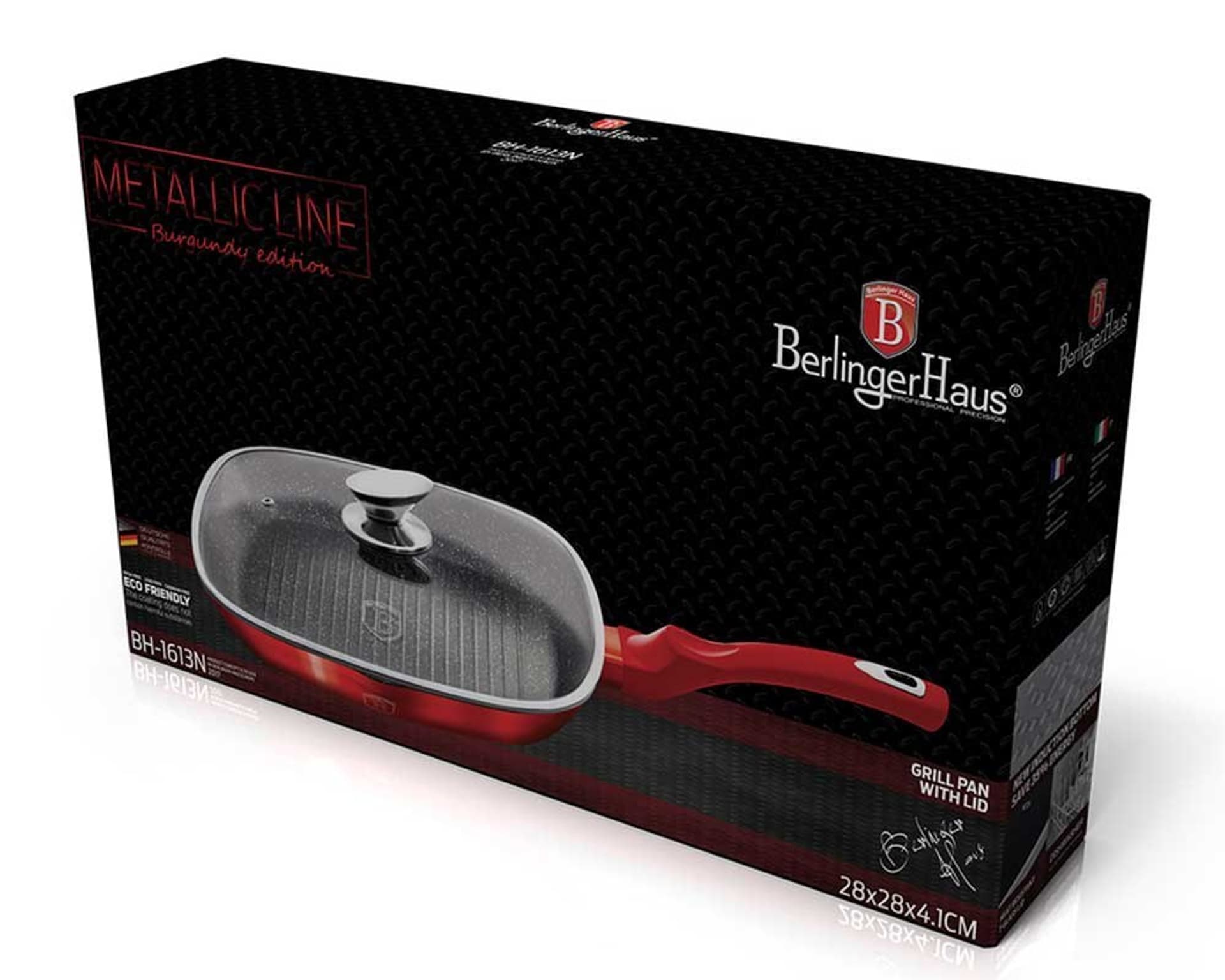 

PATELNIA GRANITOWA GRILLOWA 28 cm BERLINGER HAUS RED METALLIC BH-1613