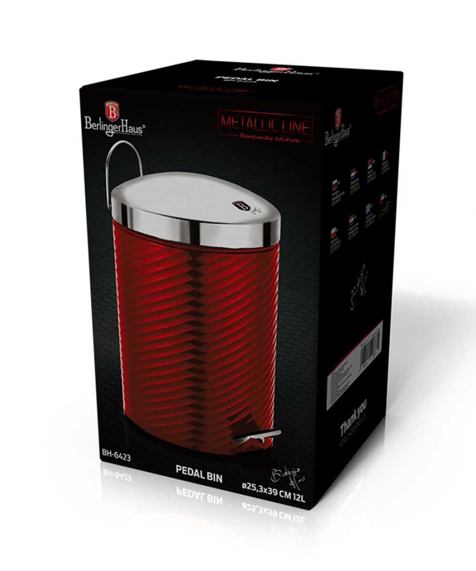 

STALOWY KOSZ NA ŚMIECI 12L BERLINGER HAUS BH-6423 BURGUNDY