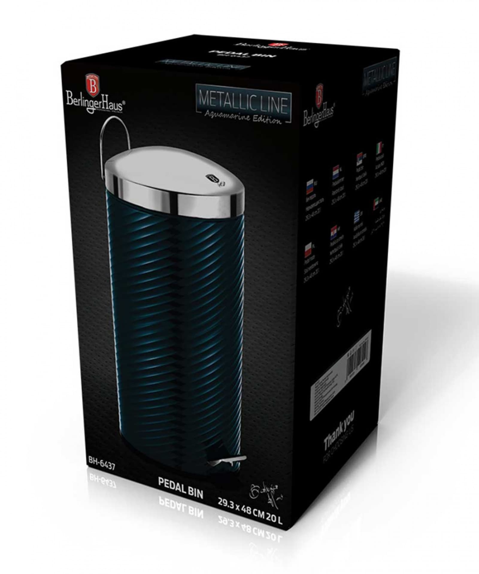 

STALOWY KOSZ NA ŚMIECI 20L BERLINGER HAUS BH-6437 AQUAMARINE