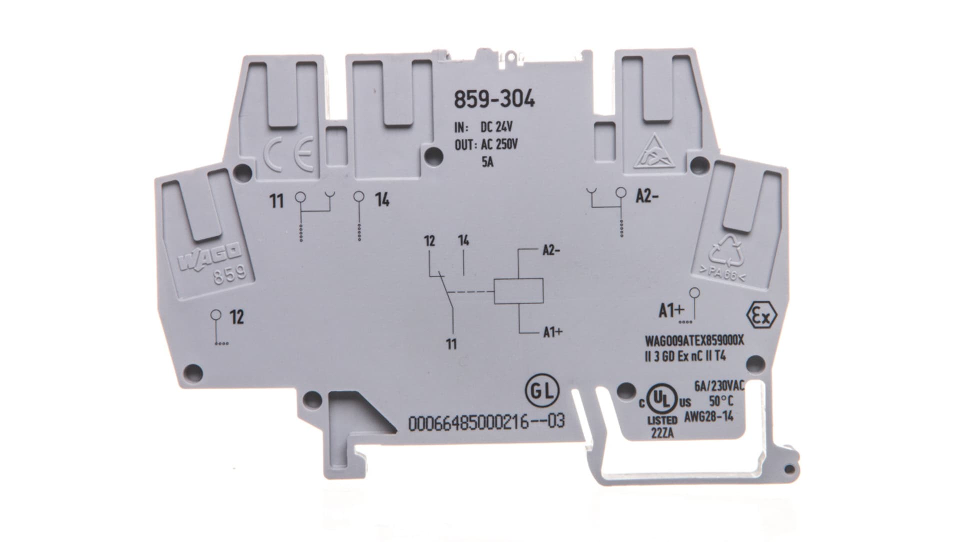 

Złączka szynowa z przekaźnikiem miniaturowym 24V DC 1P 859-304