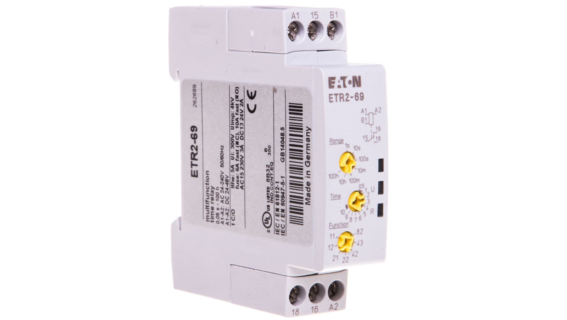 

Przekaźnik czasowy 1P 3A 0,05sek-100h 24–240V AC, 24–48V DC wielofunkcyjny ETR2-69 262689